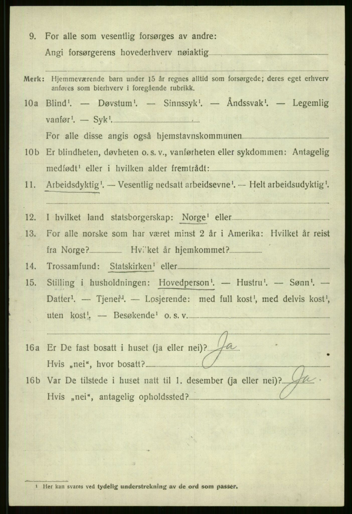 SAB, 1920 census for Voss, 1920, p. 13916