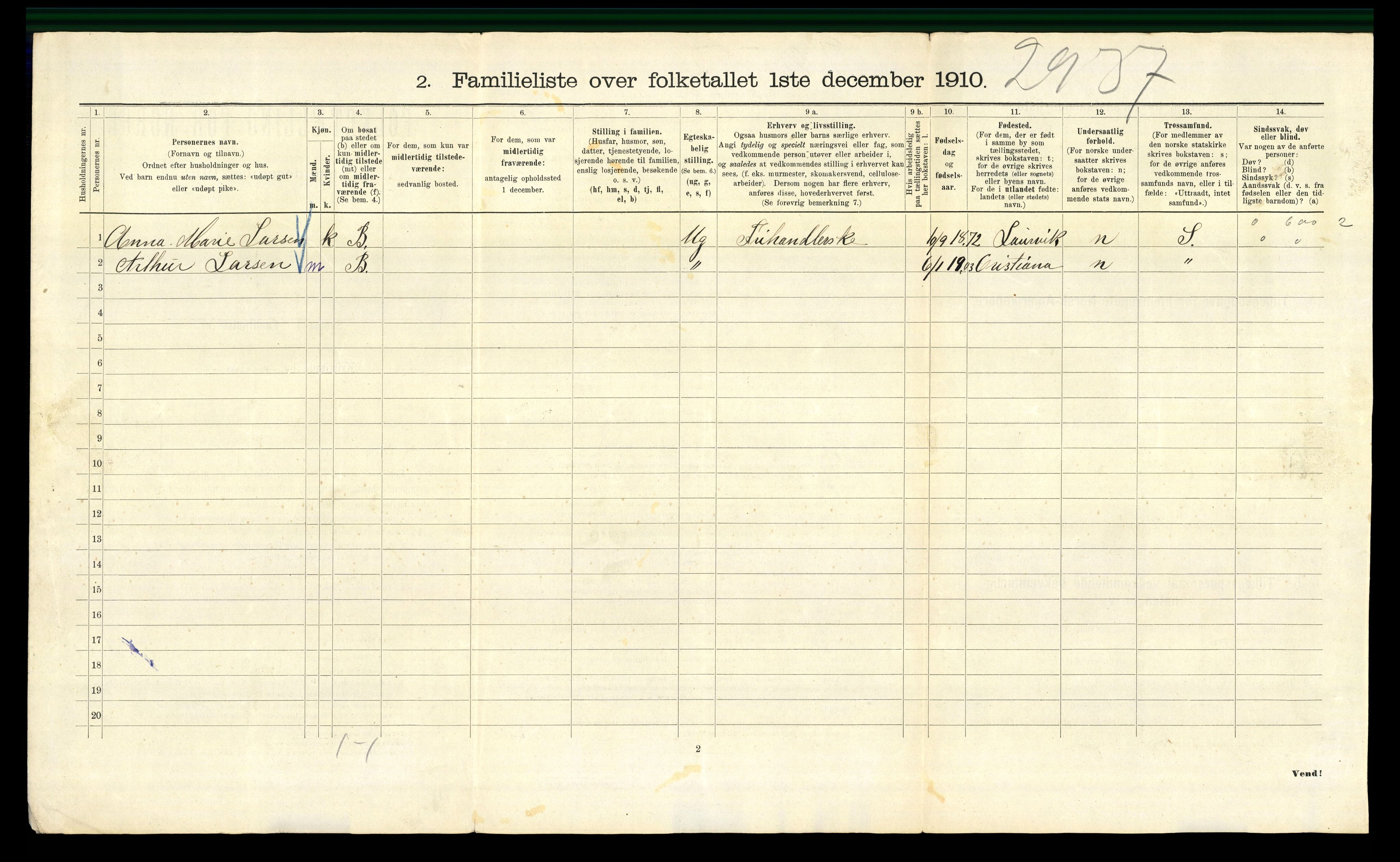 RA, 1910 census for Kristiania, 1910, p. 58760