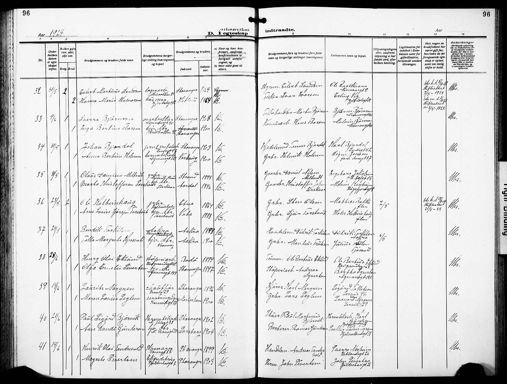 St. Johannes sokneprestkontor, AV/SAST-A-101814/001/30/30BB/L0007: Parish register (copy) no. B 7, 1917-1932, p. 96