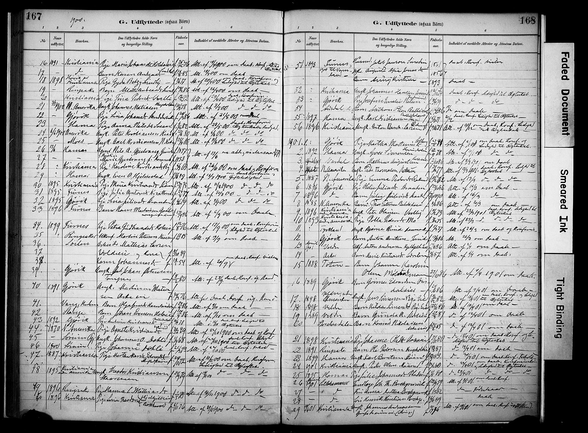 Nes prestekontor, Hedmark, SAH/PREST-020/K/Ka/L0011: Parish register (official) no. 11, 1887-1905, p. 167-168