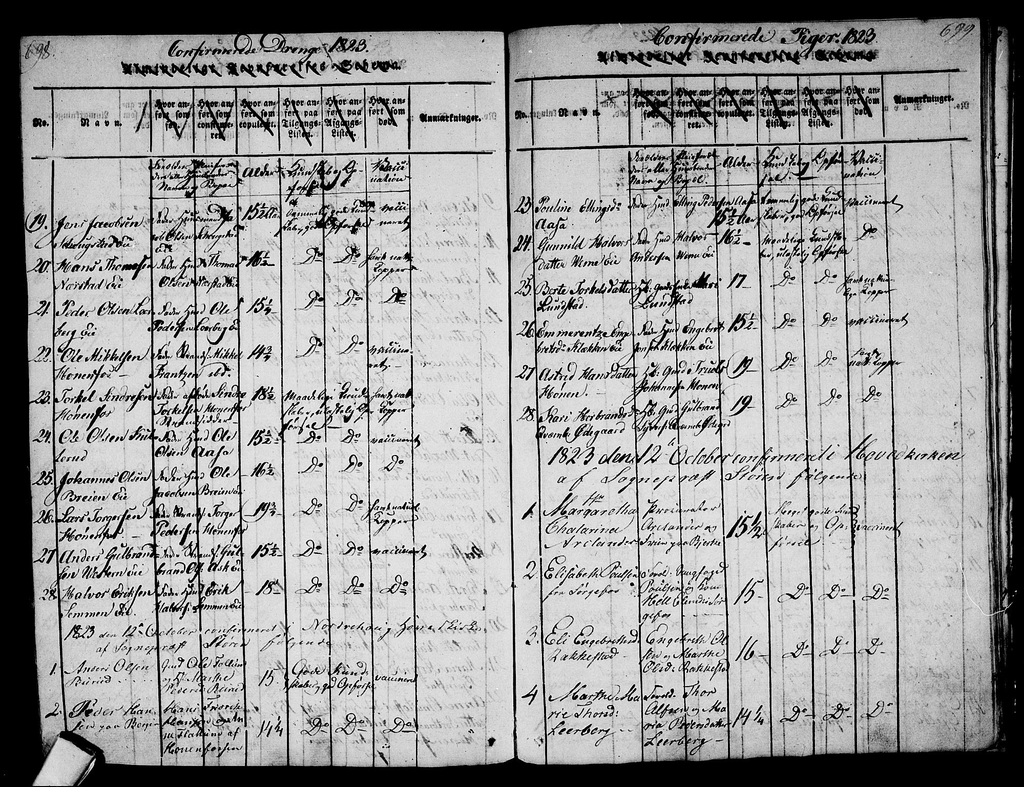Norderhov kirkebøker, SAKO/A-237/F/Fa/L0008: Parish register (official) no. 8, 1814-1833, p. 698-699