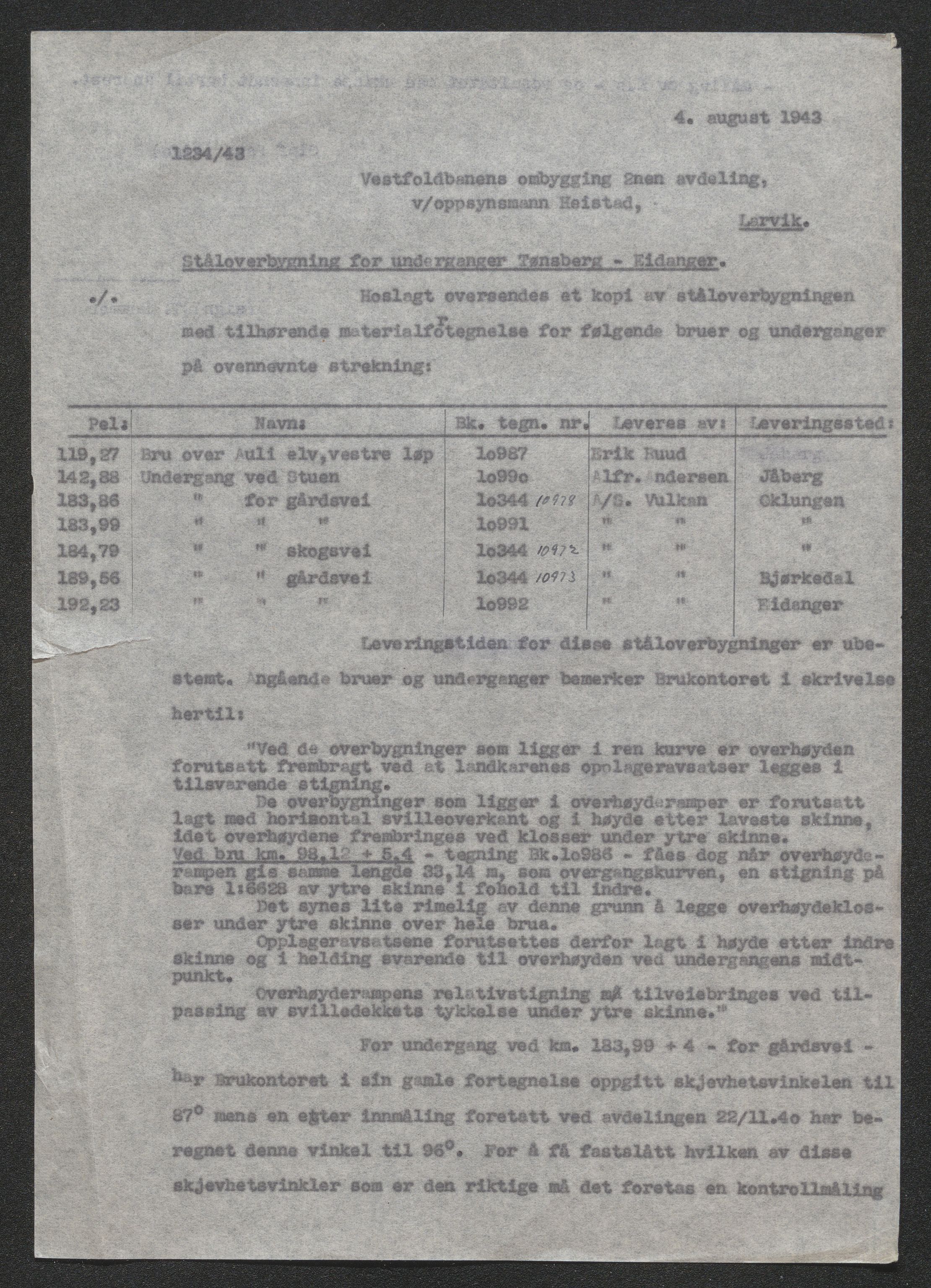 Norges Statsbaner Drammen distrikt (NSB), AV/SAKO-A-30/1.DELARKIV/E/Eb/L0039/0013: Vestfoldbanens ombygging / Undergang gårdsveg km. 183.189, 1941-1944, p. 3