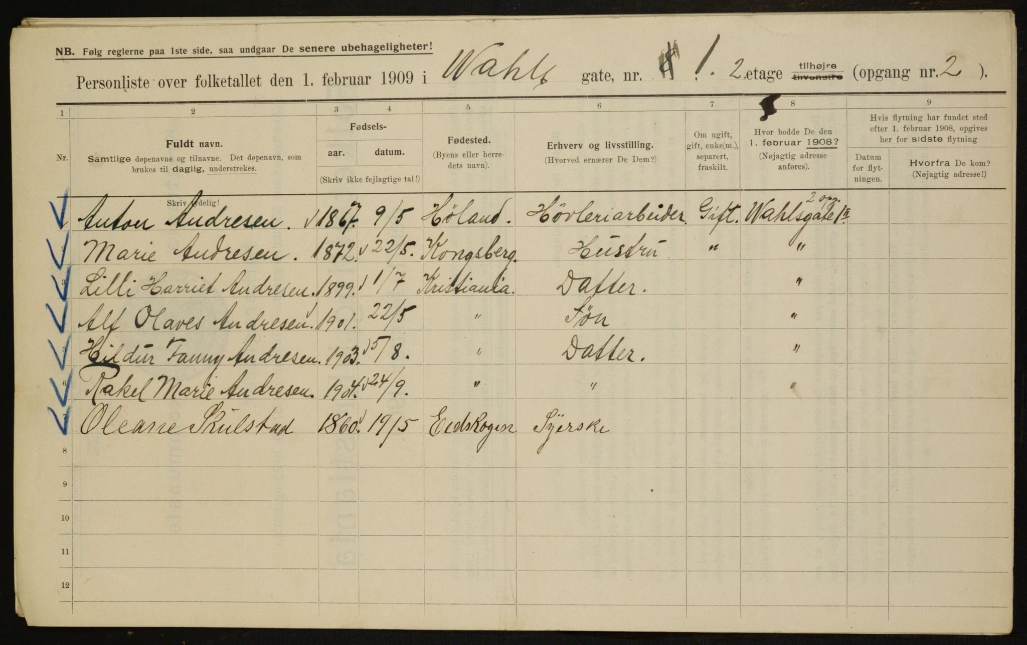 OBA, Municipal Census 1909 for Kristiania, 1909, p. 110187