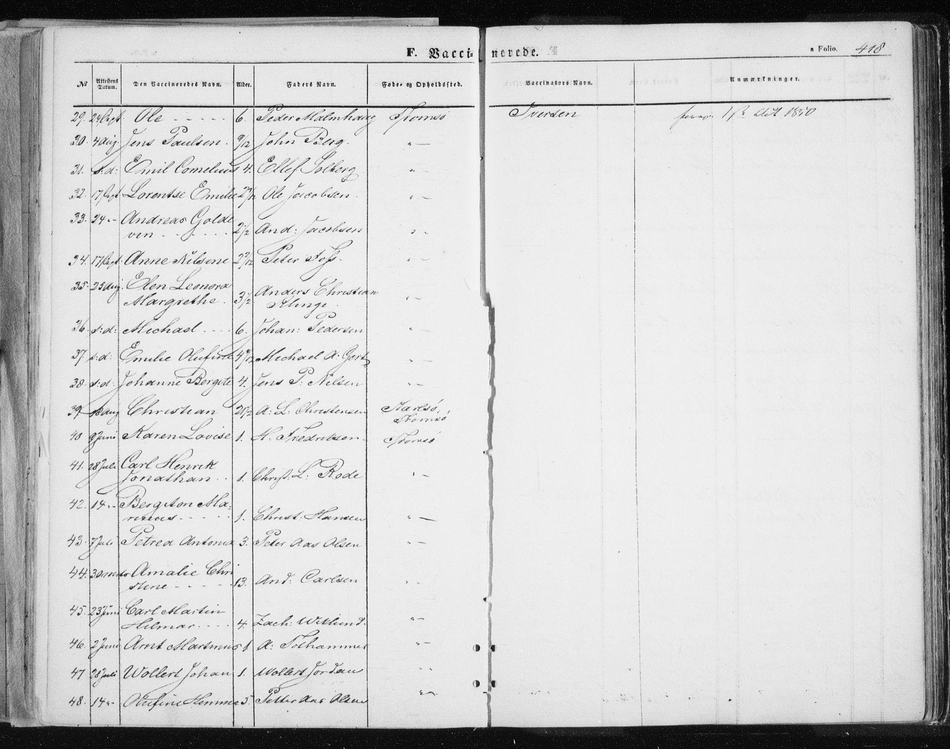 Tromsø sokneprestkontor/stiftsprosti/domprosti, SATØ/S-1343/G/Ga/L0010kirke: Parish register (official) no. 10, 1848-1855, p. 418