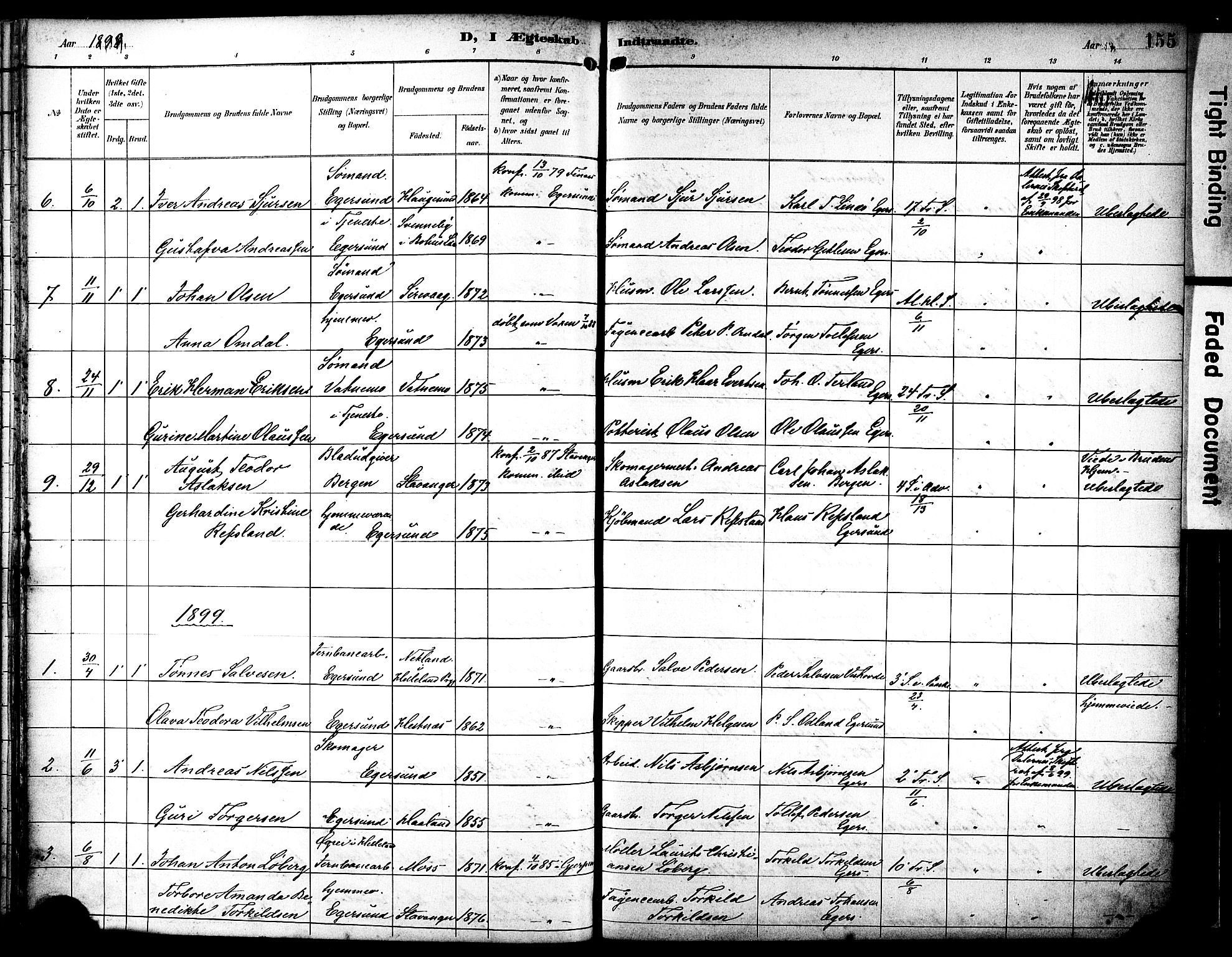 Eigersund sokneprestkontor, AV/SAST-A-101807/S08/L0019: Parish register (official) no. A 18, 1892-1905, p. 155