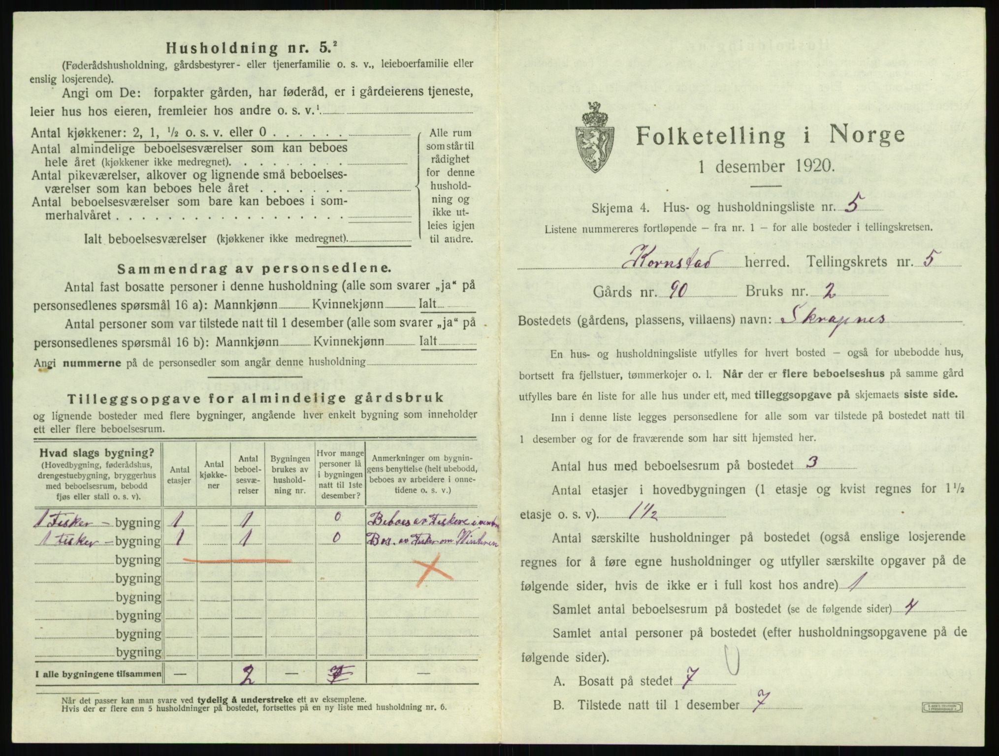 SAT, 1920 census for Kornstad, 1920, p. 373