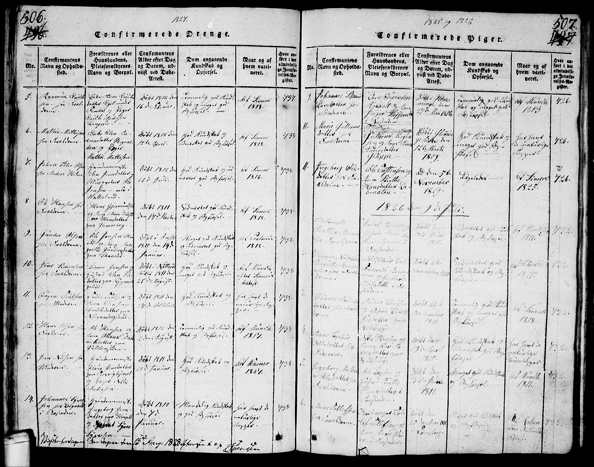 Glemmen prestekontor Kirkebøker, SAO/A-10908/G/Ga/L0001: Parish register (copy) no. 1, 1816-1838, p. 506-507