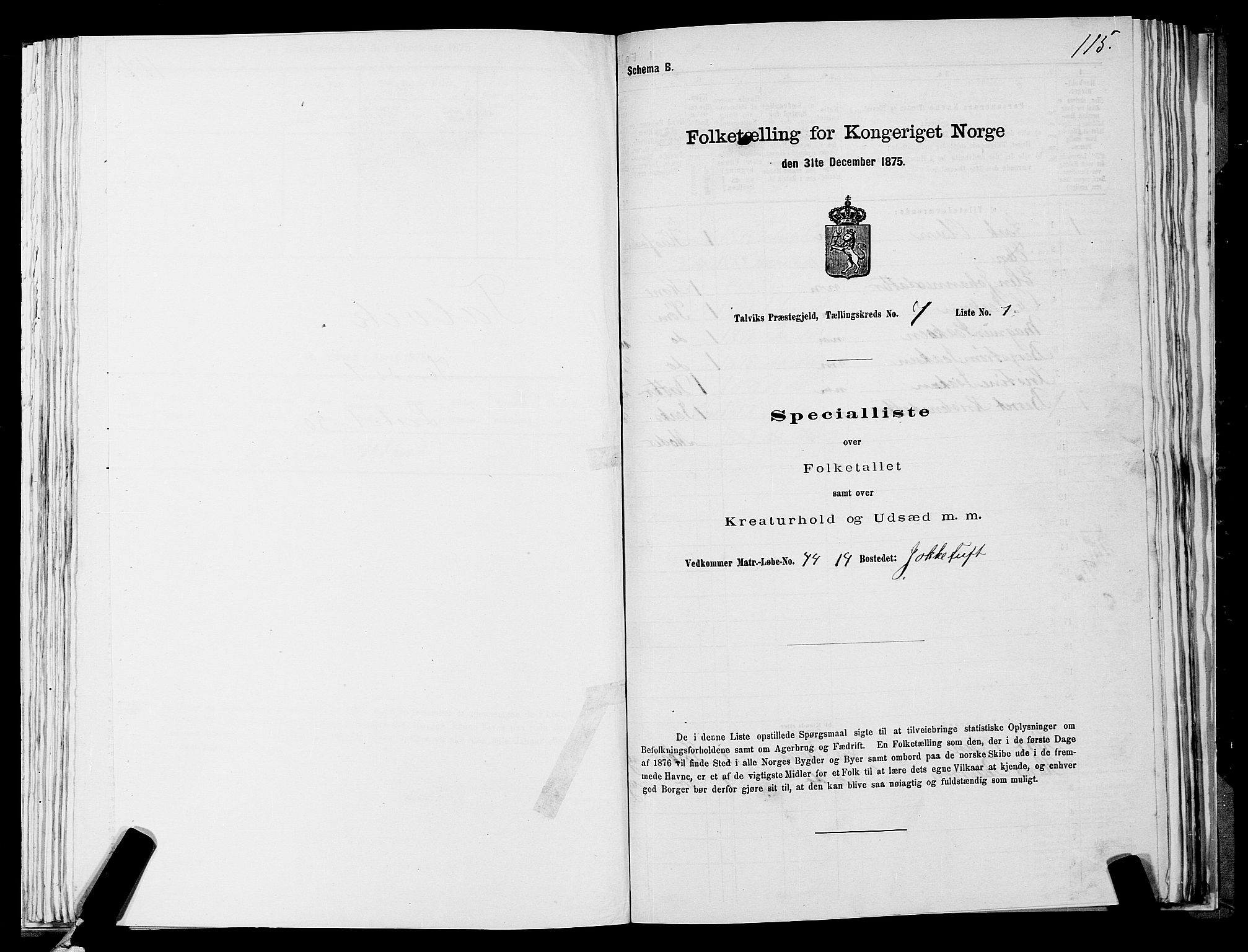 SATØ, 1875 census for 2013P Talvik, 1875, p. 3115