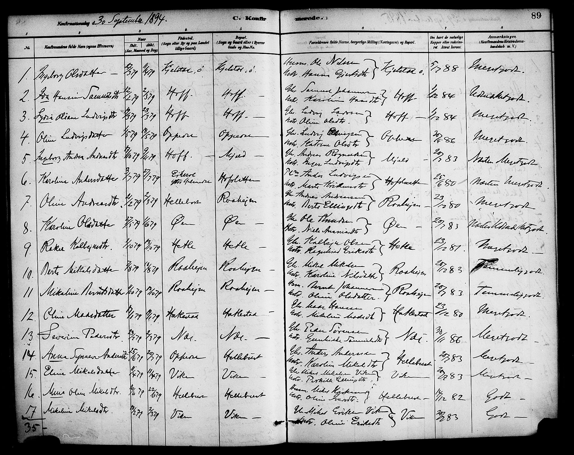 Gaular sokneprestembete, AV/SAB-A-80001/H/Haa: Parish register (official) no. D 1, 1882-1899, p. 89