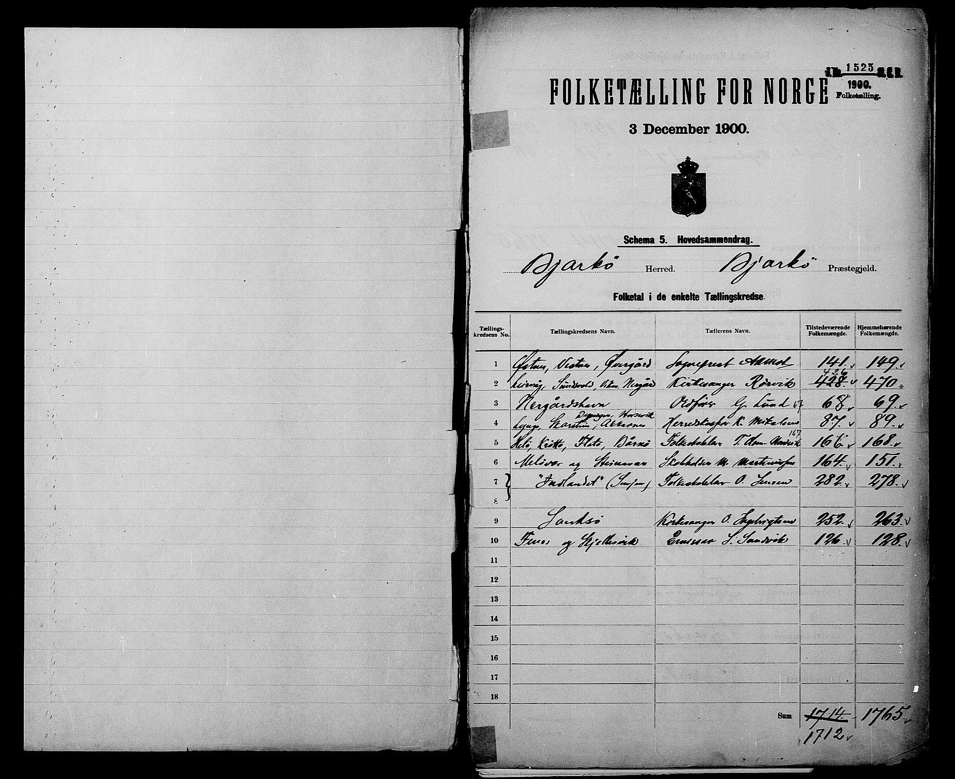 SATØ, 1900 census for Bjarkøy, 1900, p. 2