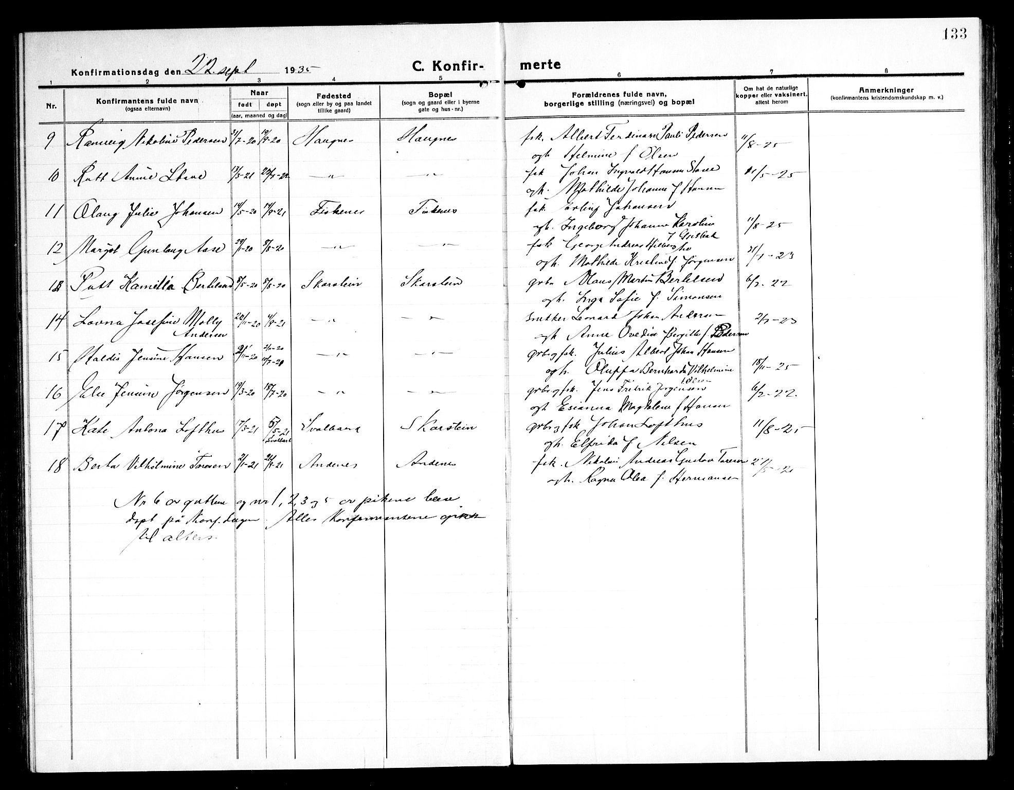 Ministerialprotokoller, klokkerbøker og fødselsregistre - Nordland, SAT/A-1459/899/L1450: Parish register (copy) no. 899C05, 1918-1945, p. 133