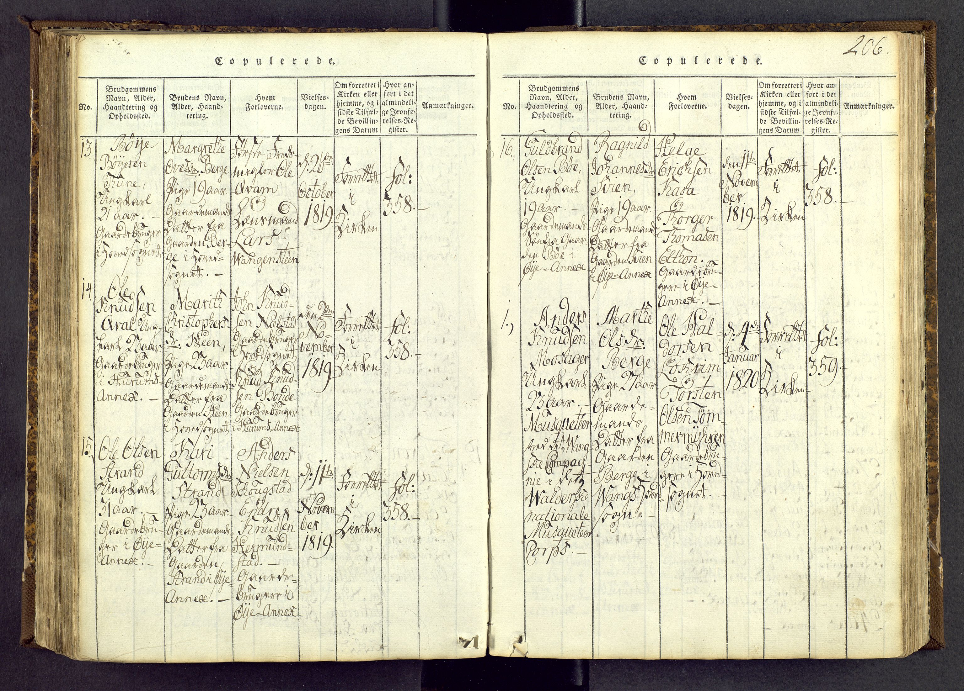 Vang prestekontor, Valdres, SAH/PREST-140/H/Ha/L0004: Parish register (official) no. 4, 1814-1831, p. 206
