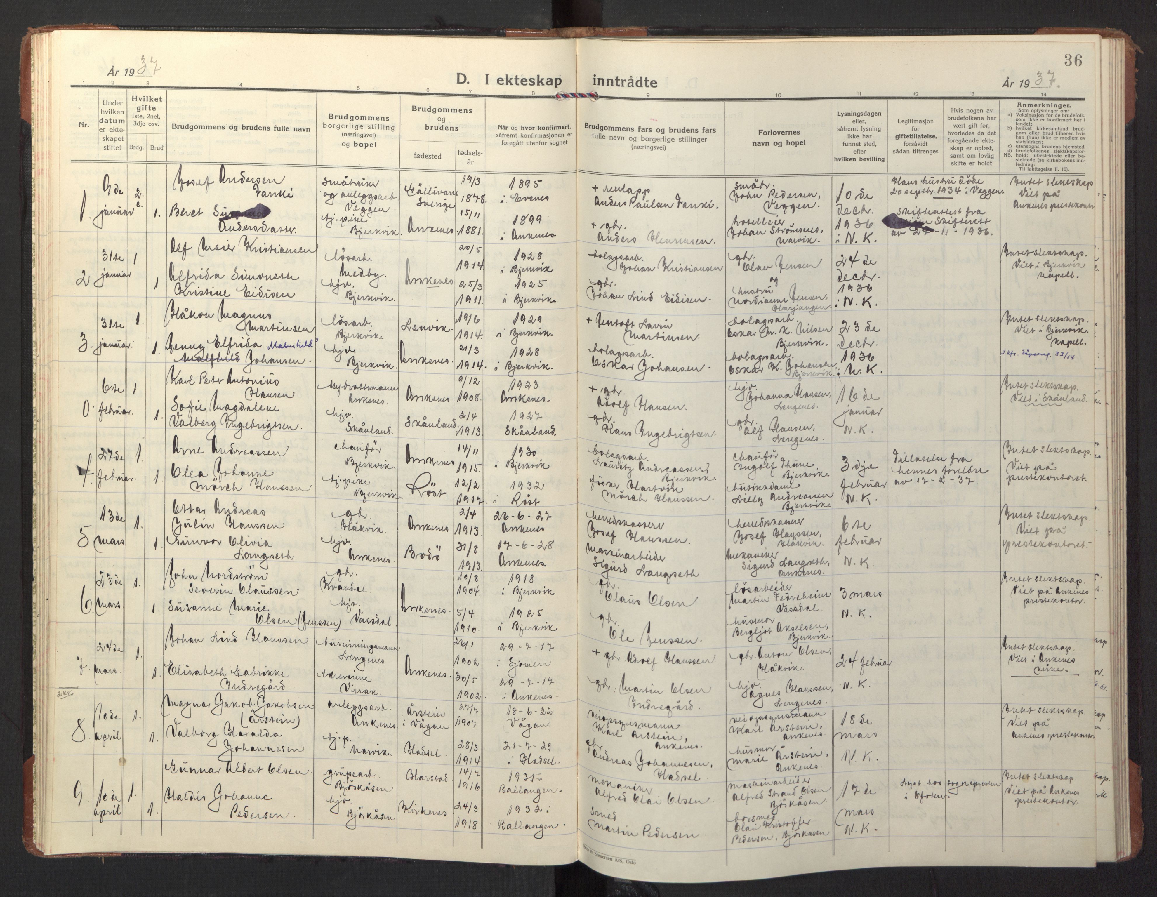 Ministerialprotokoller, klokkerbøker og fødselsregistre - Nordland, AV/SAT-A-1459/866/L0948: Parish register (official) no. 866A11, 1929-1949, p. 36