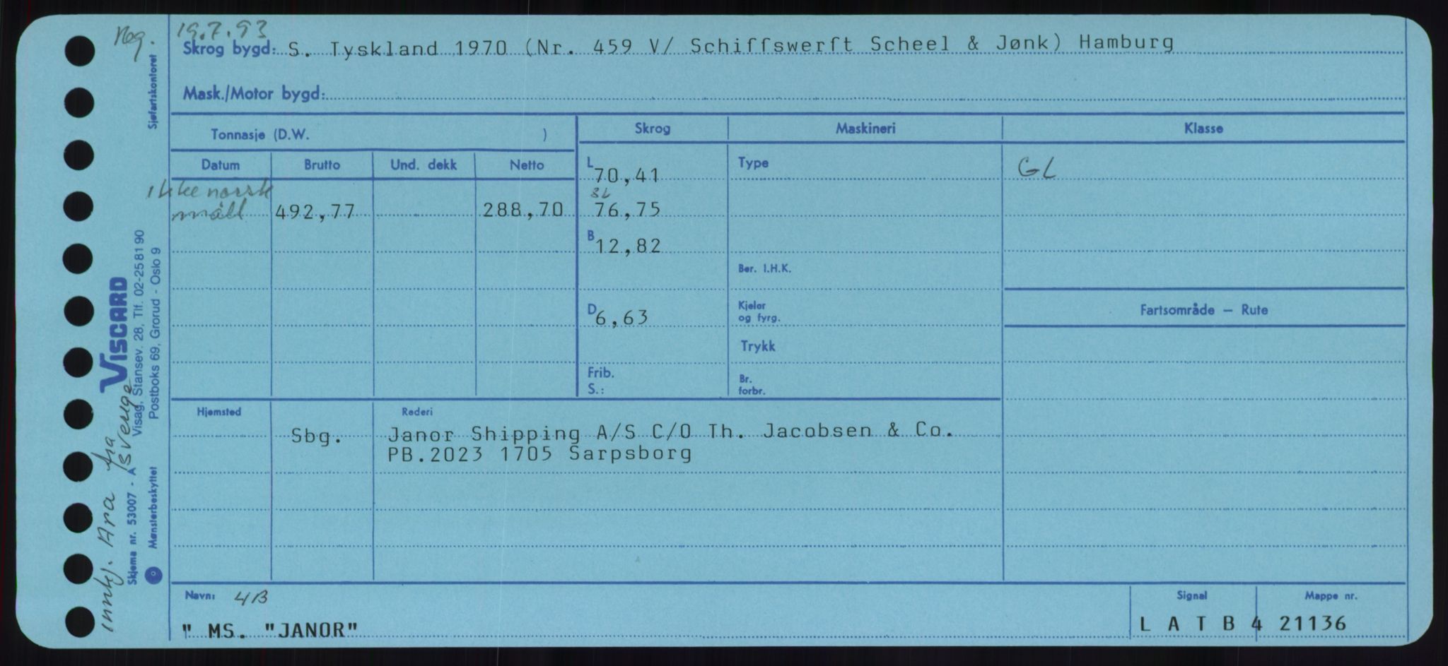 Sjøfartsdirektoratet med forløpere, Skipsmålingen, RA/S-1627/H/Hd/L0019: Fartøy, J, p. 169