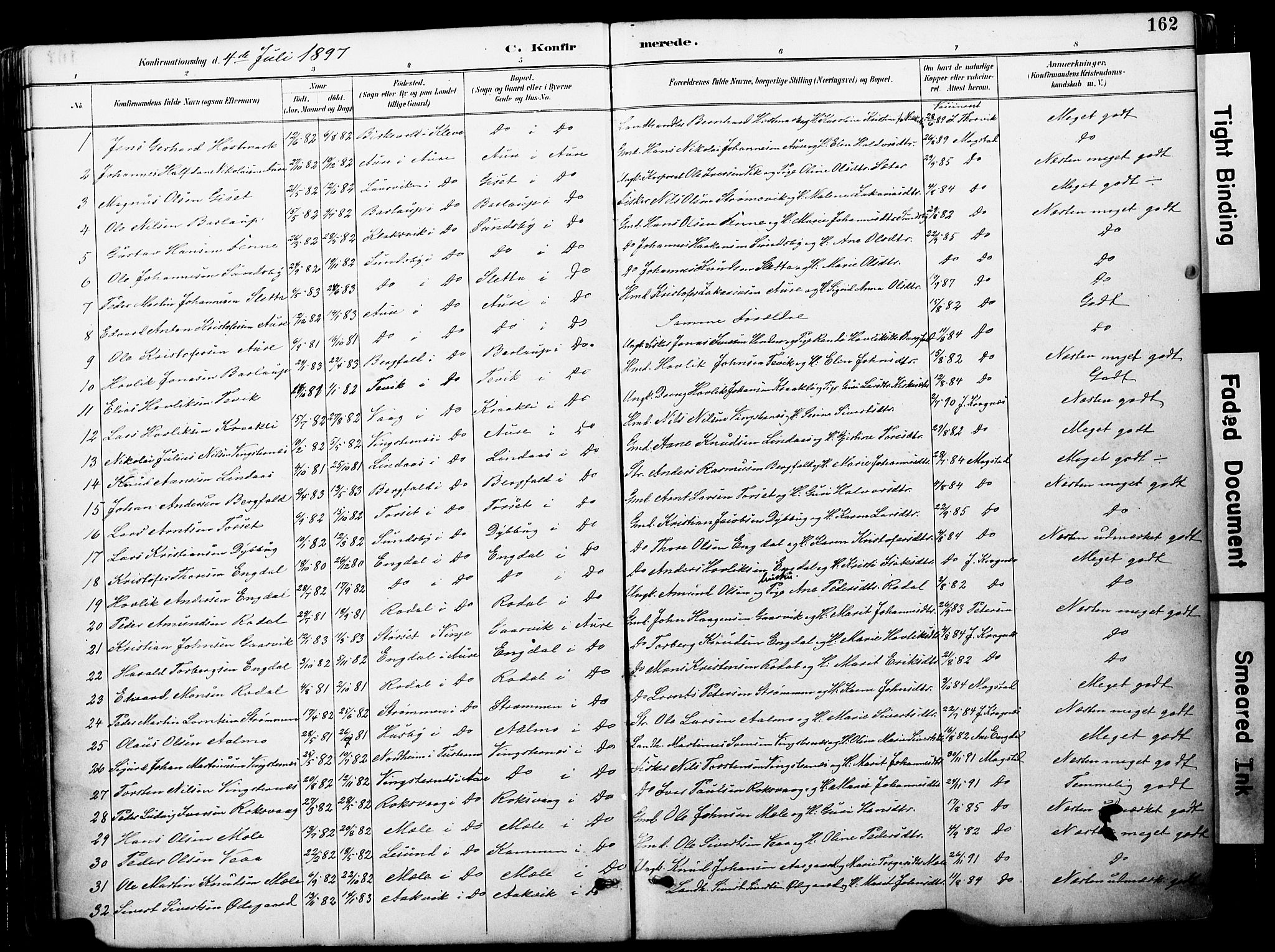 Ministerialprotokoller, klokkerbøker og fødselsregistre - Møre og Romsdal, AV/SAT-A-1454/578/L0907: Parish register (official) no. 578A06, 1887-1904, p. 162