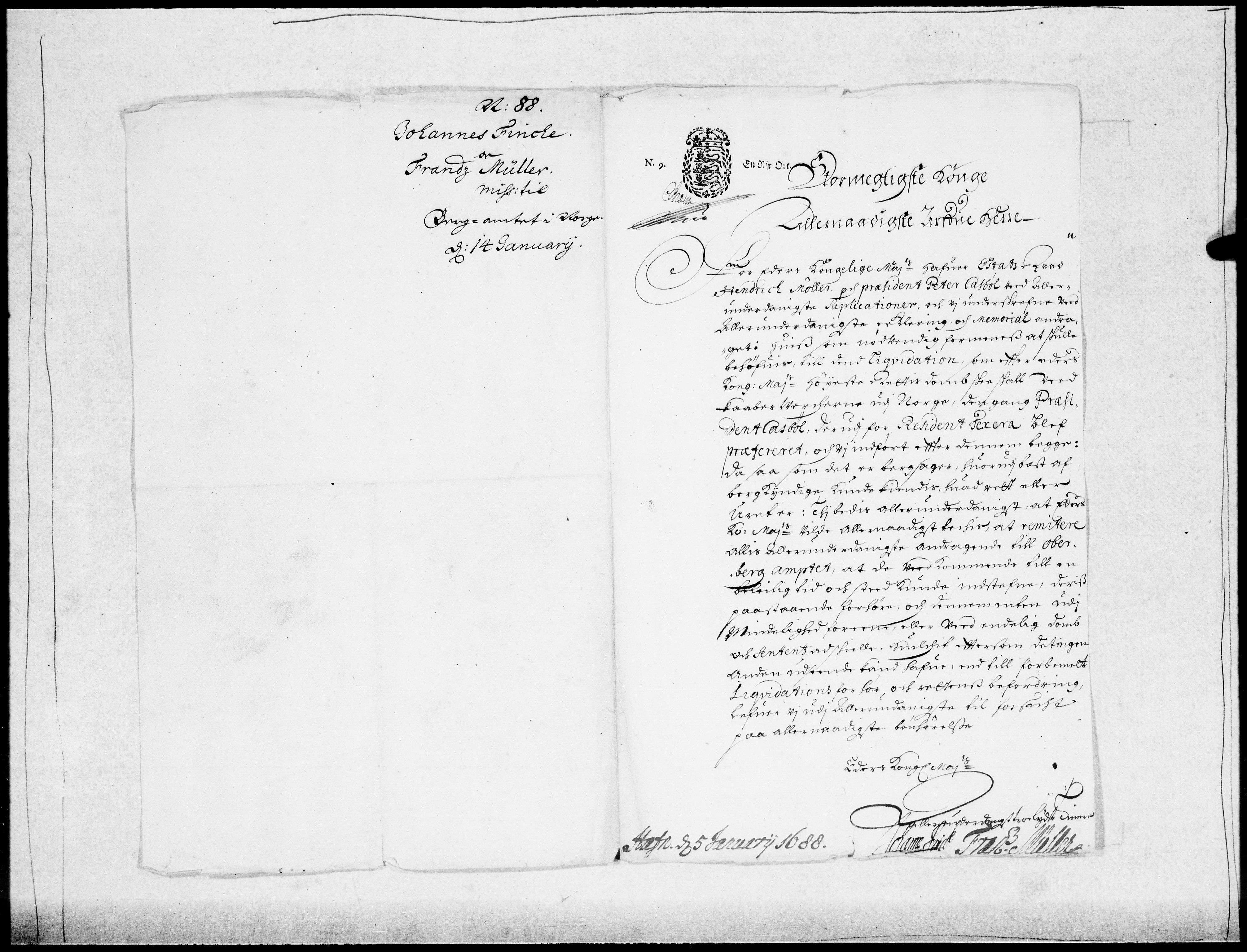 Danske Kanselli 1572-1799, AV/RA-EA-3023/F/Fc/Fcc/Fcca/L0041: Norske innlegg 1572-1799, 1687-1688, p. 222