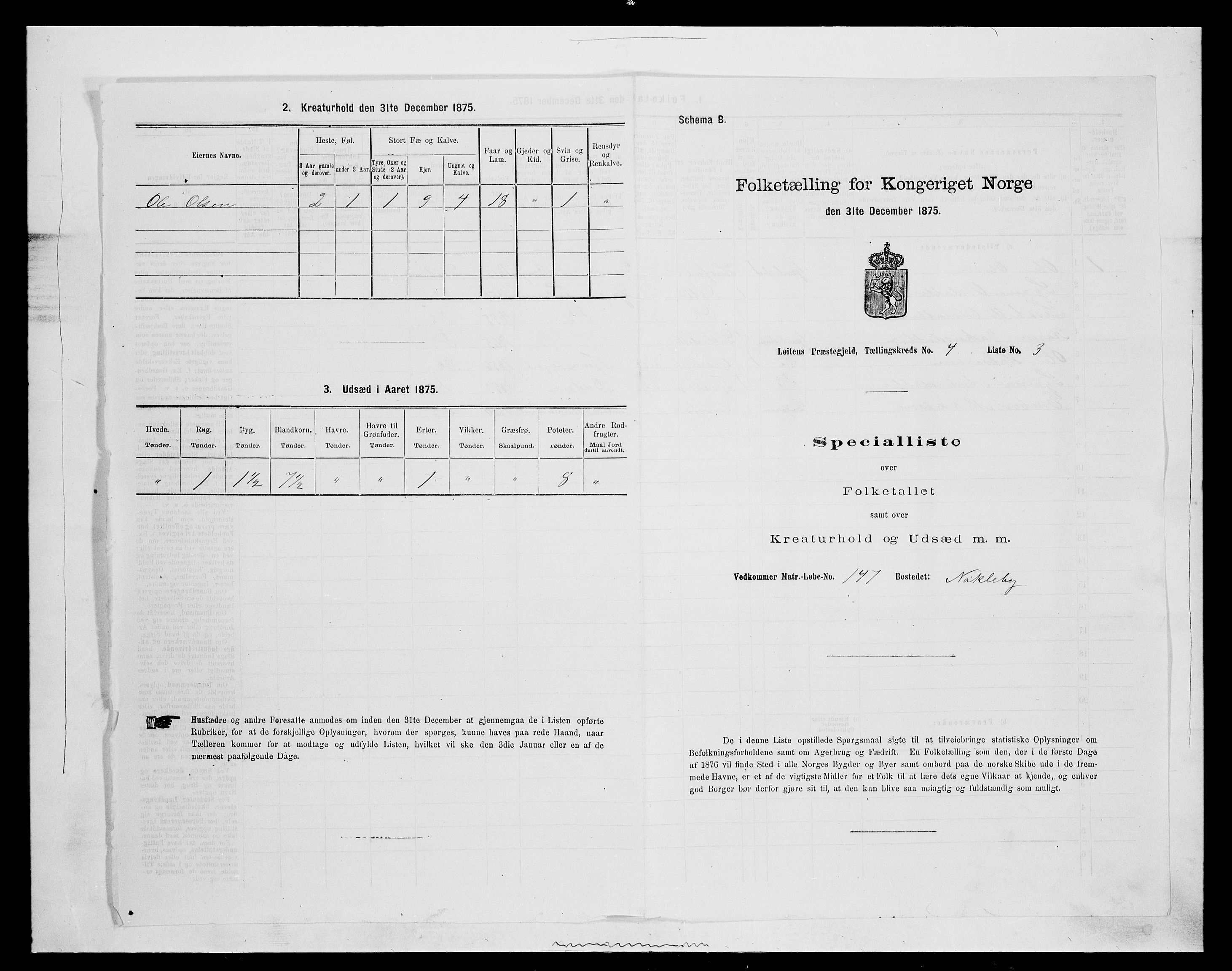 SAH, 1875 census for 0415P Løten, 1875, p. 837