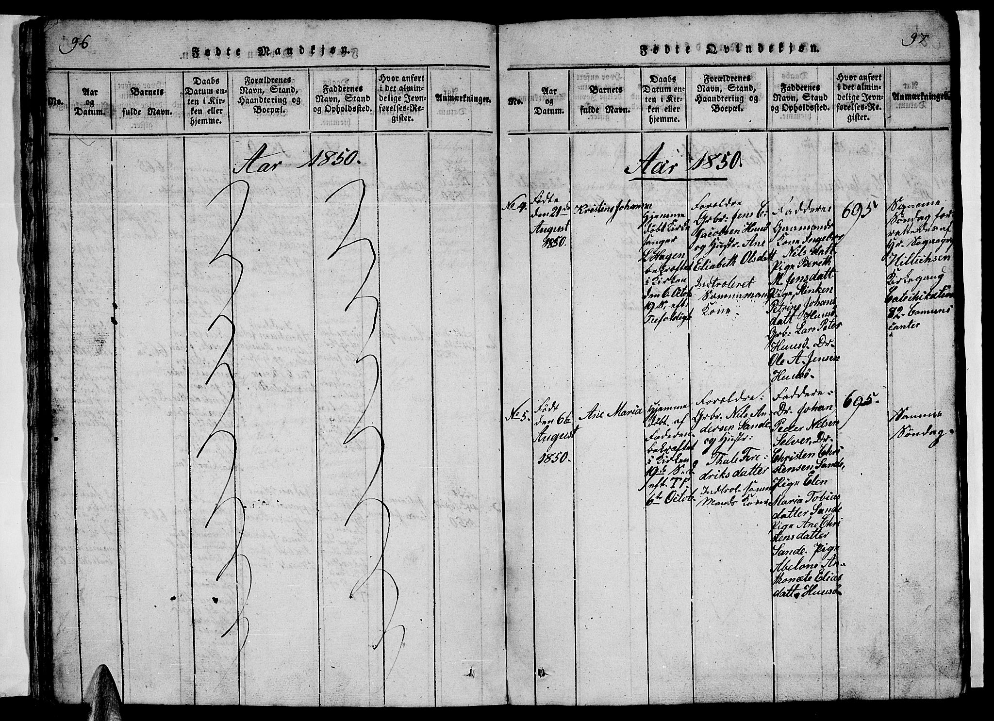 Ministerialprotokoller, klokkerbøker og fødselsregistre - Nordland, AV/SAT-A-1459/840/L0581: Parish register (copy) no. 840C01, 1820-1873, p. 96-97