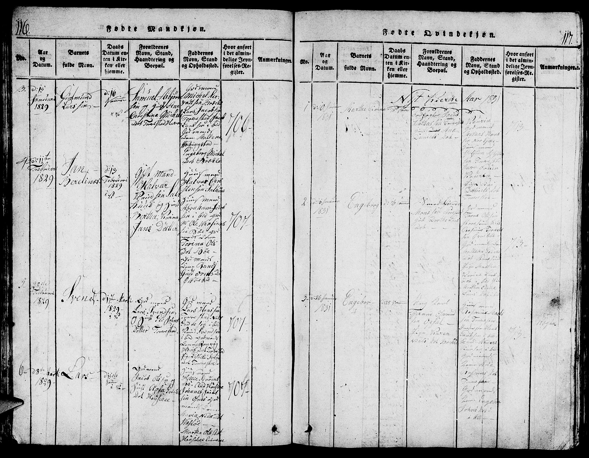 Torvastad sokneprestkontor, AV/SAST-A -101857/H/Ha/Hab/L0001: Parish register (copy) no. B 1 /1, 1817-1835, p. 116-117