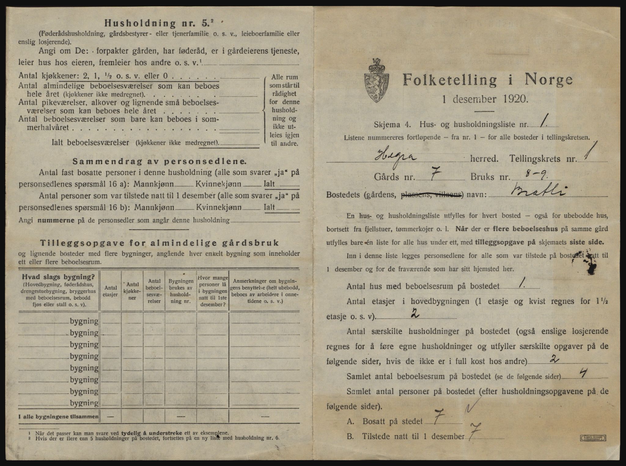 SAT, 1920 census for Hegra, 1920, p. 40