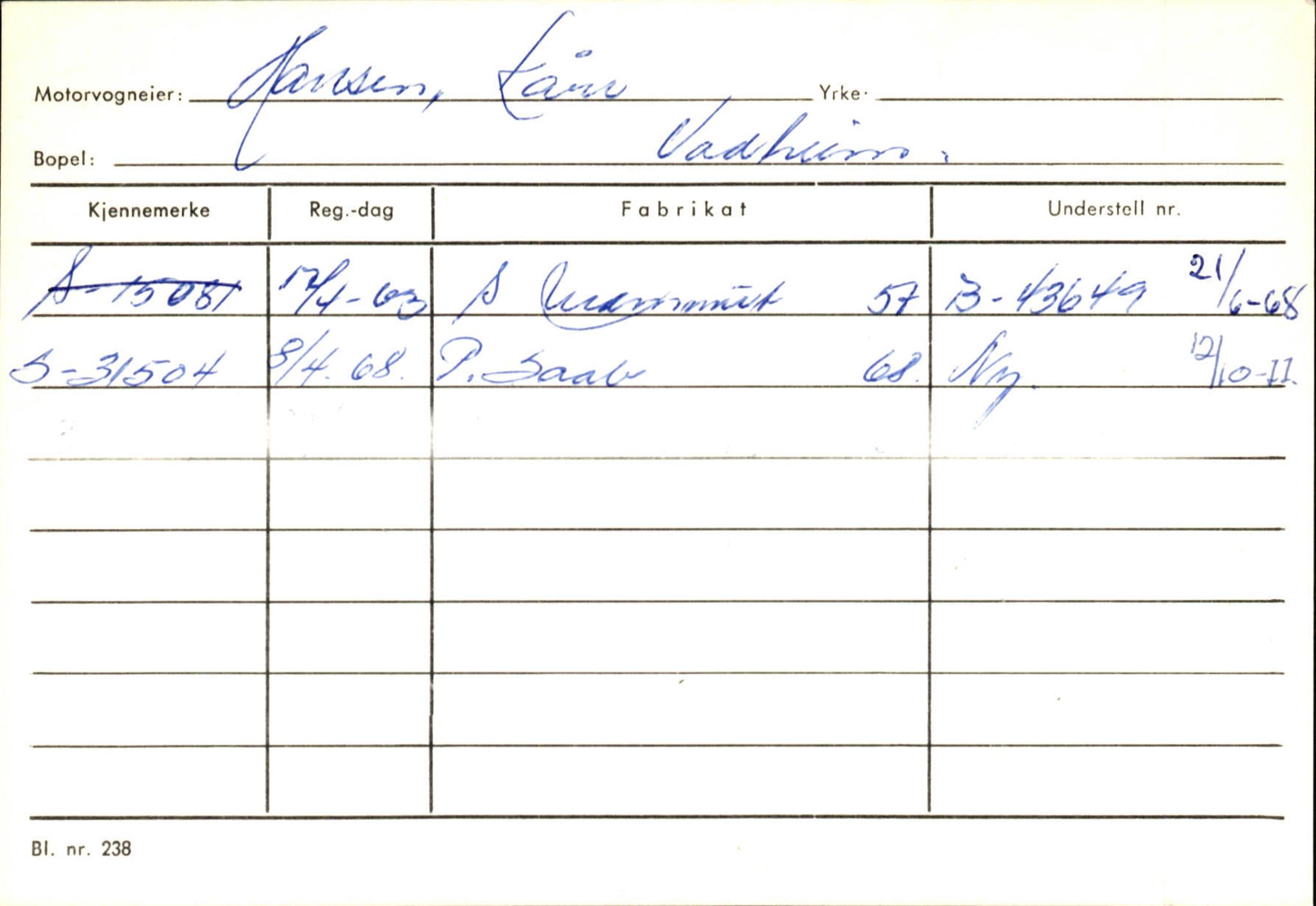 Statens vegvesen, Sogn og Fjordane vegkontor, SAB/A-5301/4/F/L0130: Eigarregister Eid T-Å. Høyanger A-O, 1945-1975, p. 1246