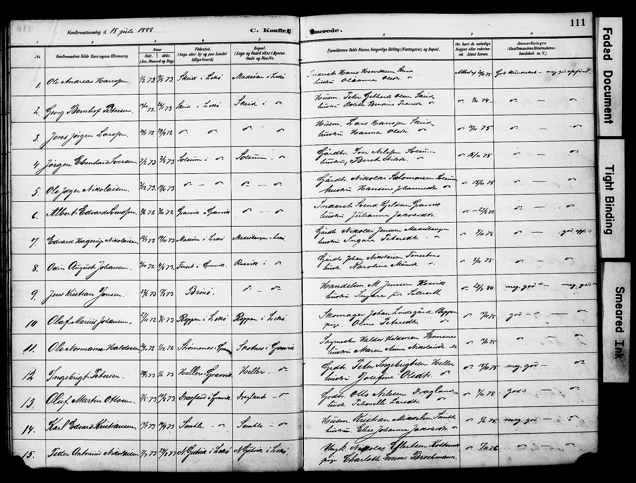 Ministerialprotokoller, klokkerbøker og fødselsregistre - Nord-Trøndelag, SAT/A-1458/788/L0701: Parish register (copy) no. 788C01, 1888-1913, p. 111