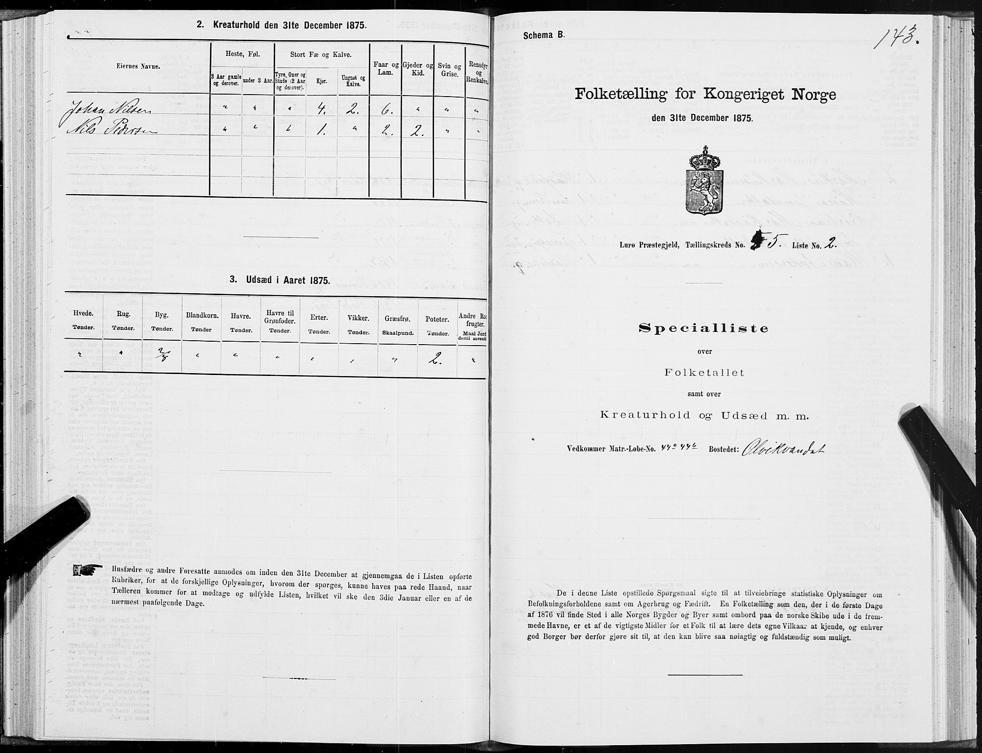 SAT, 1875 census for 1834P Lurøy, 1875, p. 3143