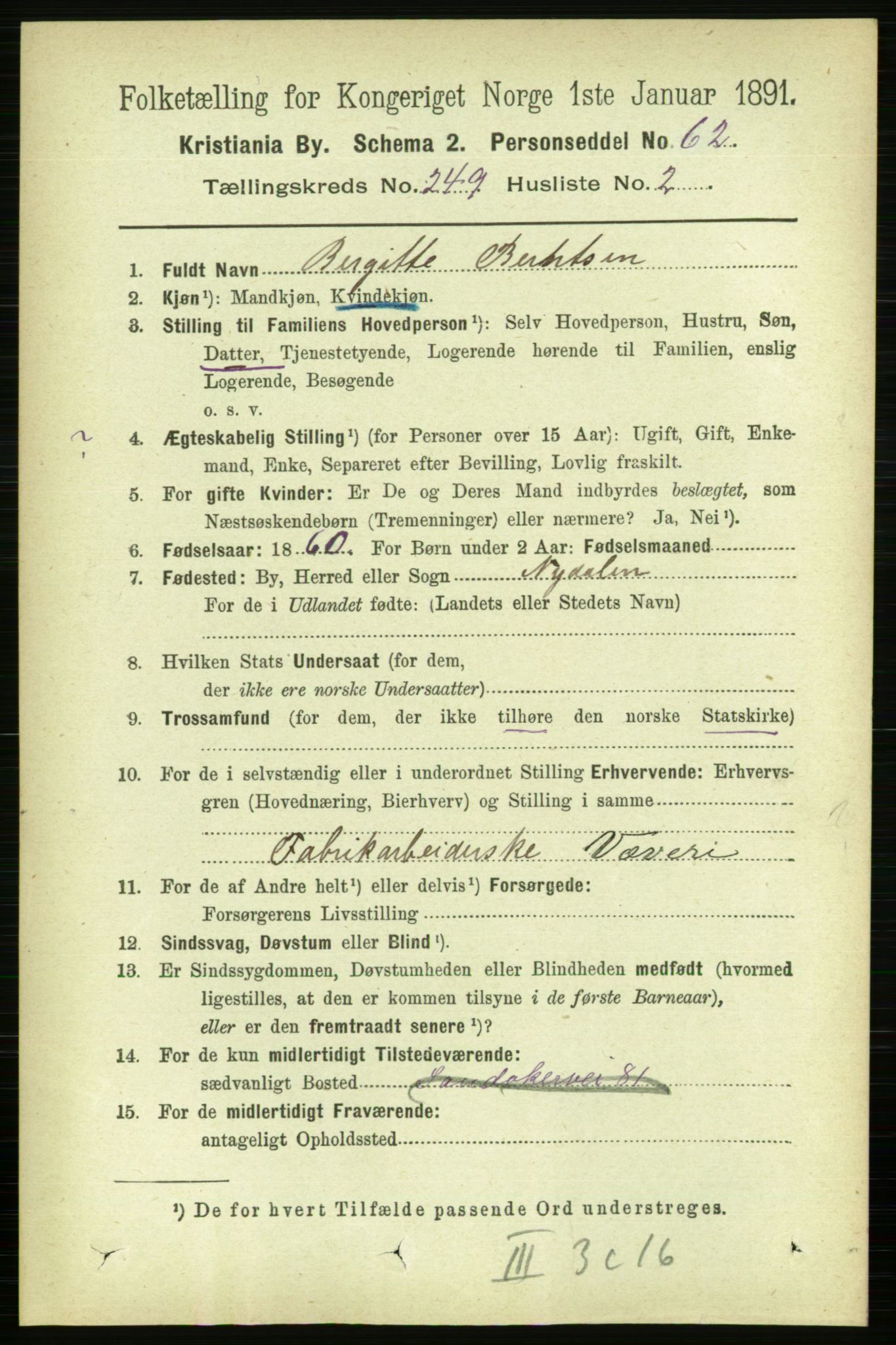 RA, 1891 census for 0301 Kristiania, 1891, p. 152383