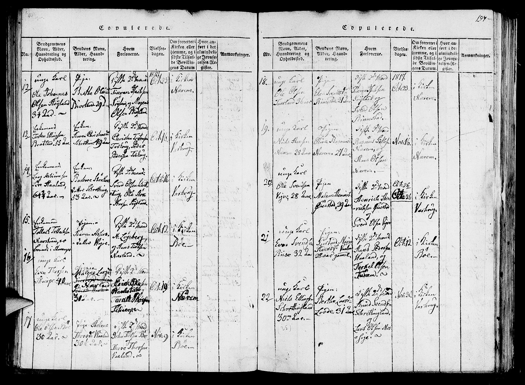 Hå sokneprestkontor, SAST/A-101801/001/30BA/L0003: Parish register (official) no. A 3, 1815-1825, p. 197