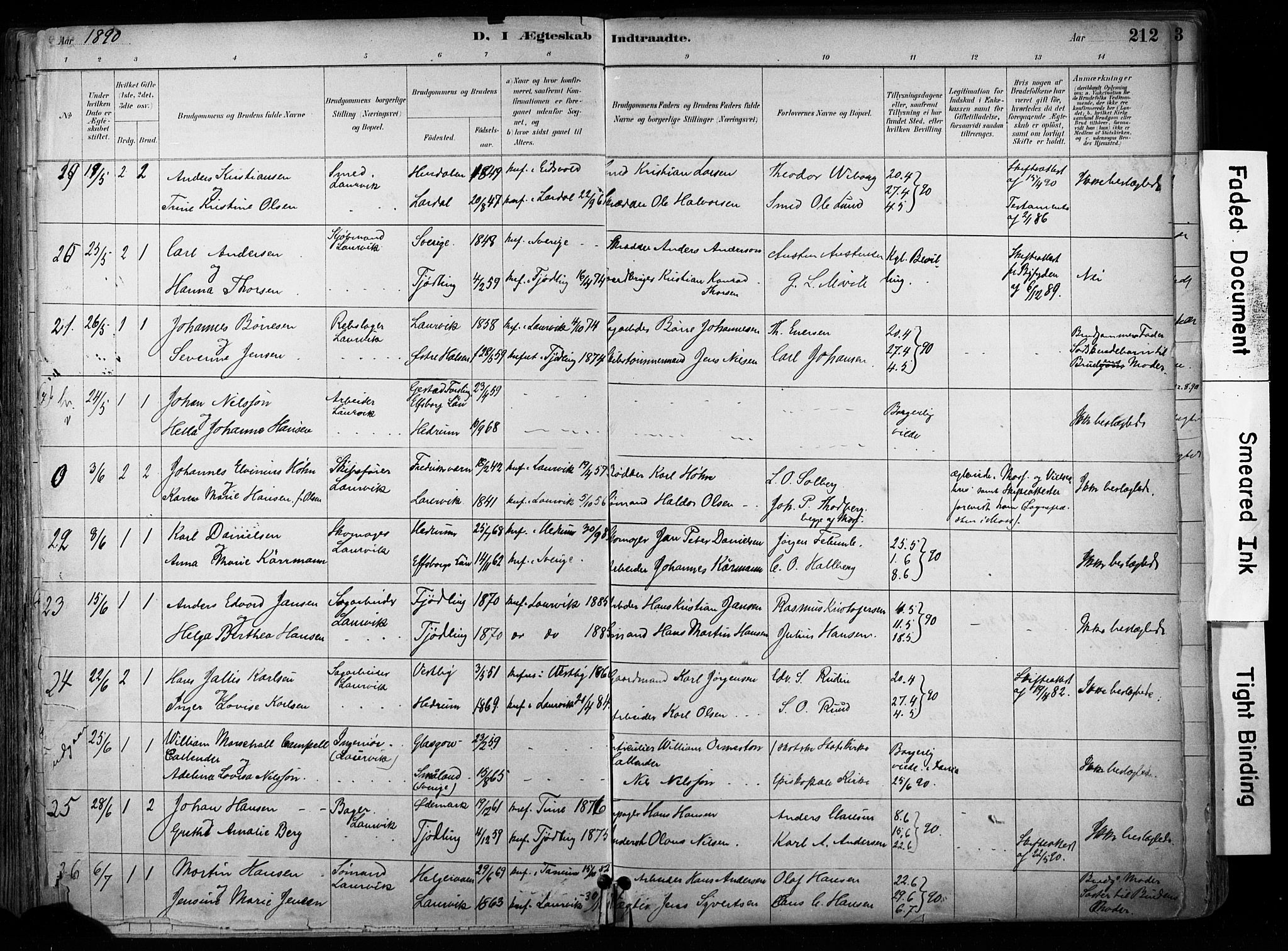 Larvik kirkebøker, AV/SAKO-A-352/F/Fa/L0008: Parish register (official) no. I 8, 1884-1902, p. 212