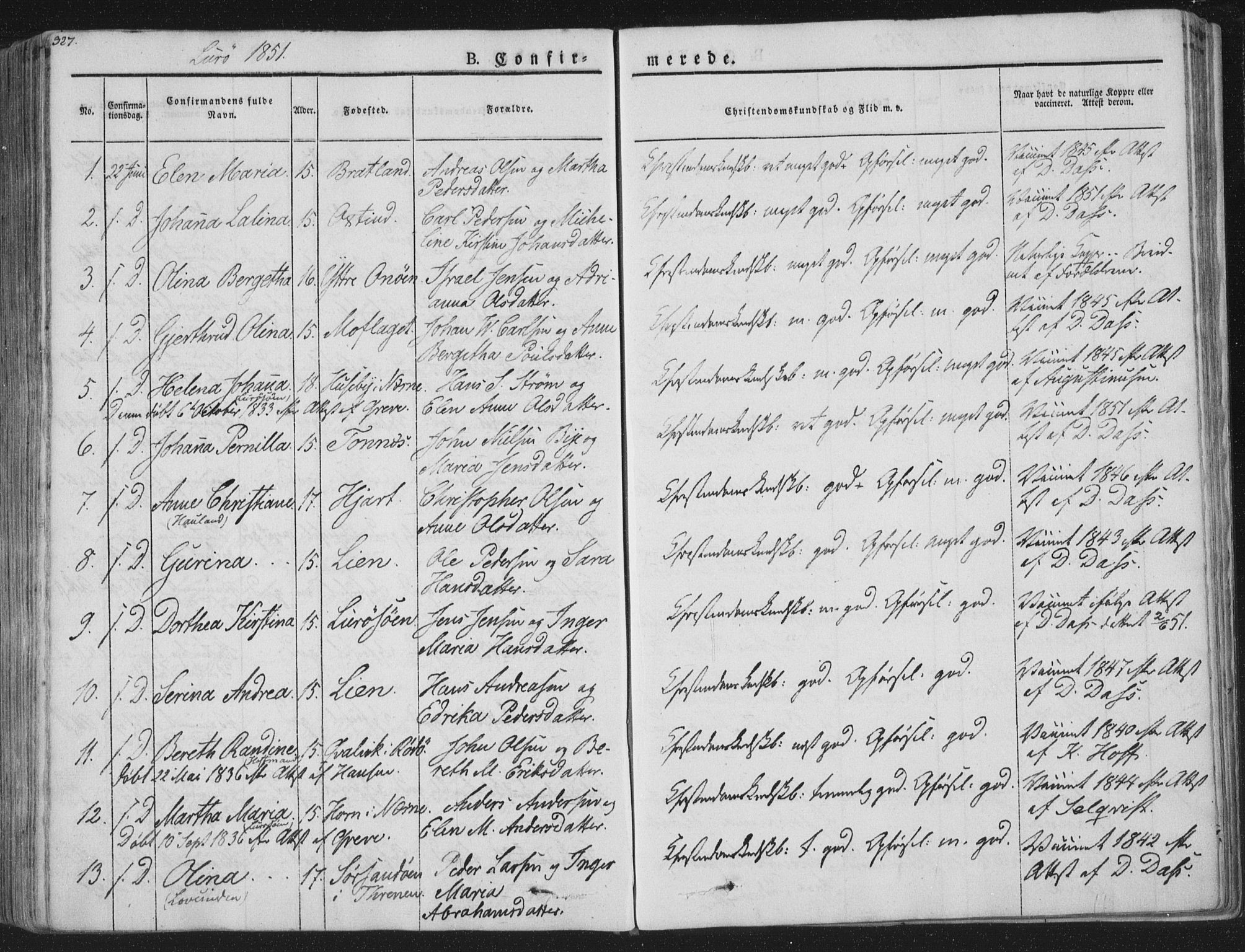 Ministerialprotokoller, klokkerbøker og fødselsregistre - Nordland, SAT/A-1459/839/L0565: Parish register (official) no. 839A02, 1825-1862, p. 327