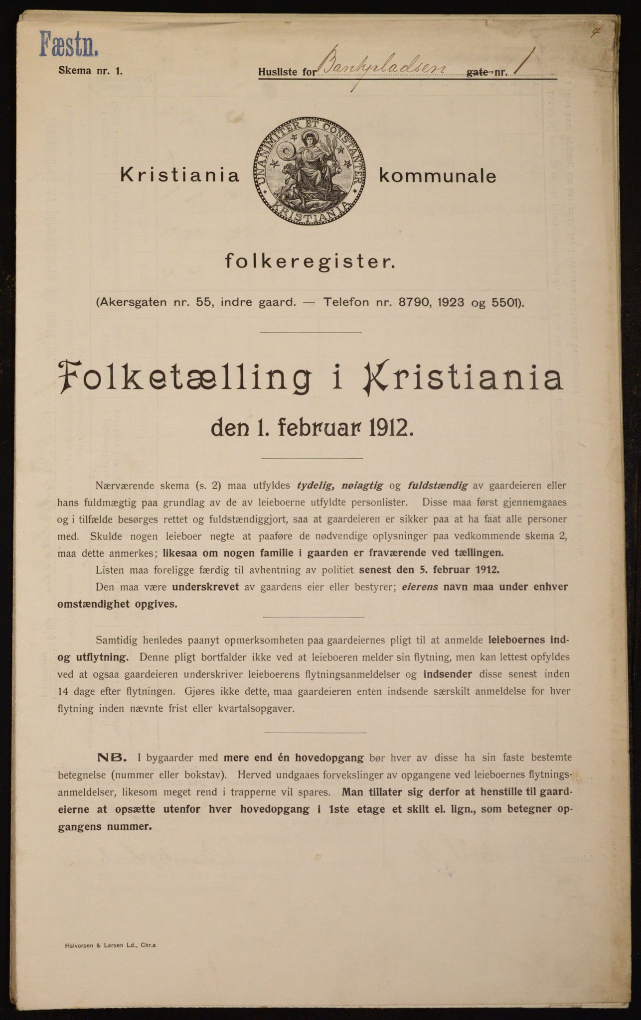 OBA, Municipal Census 1912 for Kristiania, 1912, p. 3227