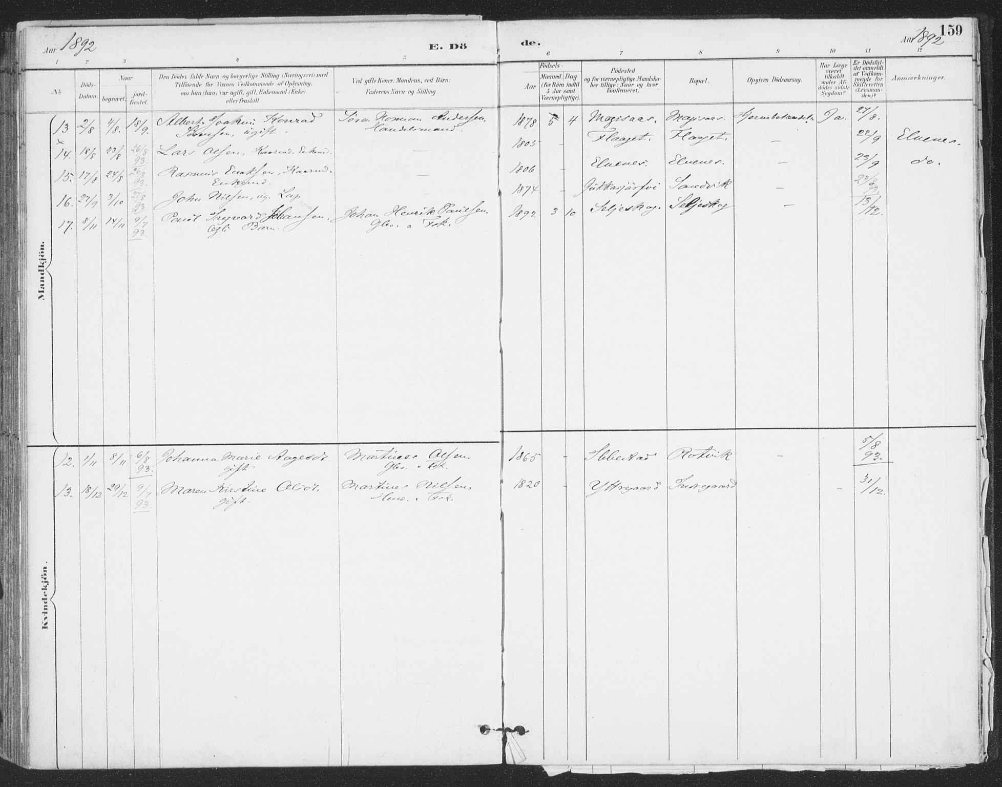 Ibestad sokneprestembete, SATØ/S-0077/H/Ha/Haa/L0015kirke: Parish register (official) no. 15, 1888-1899, p. 159
