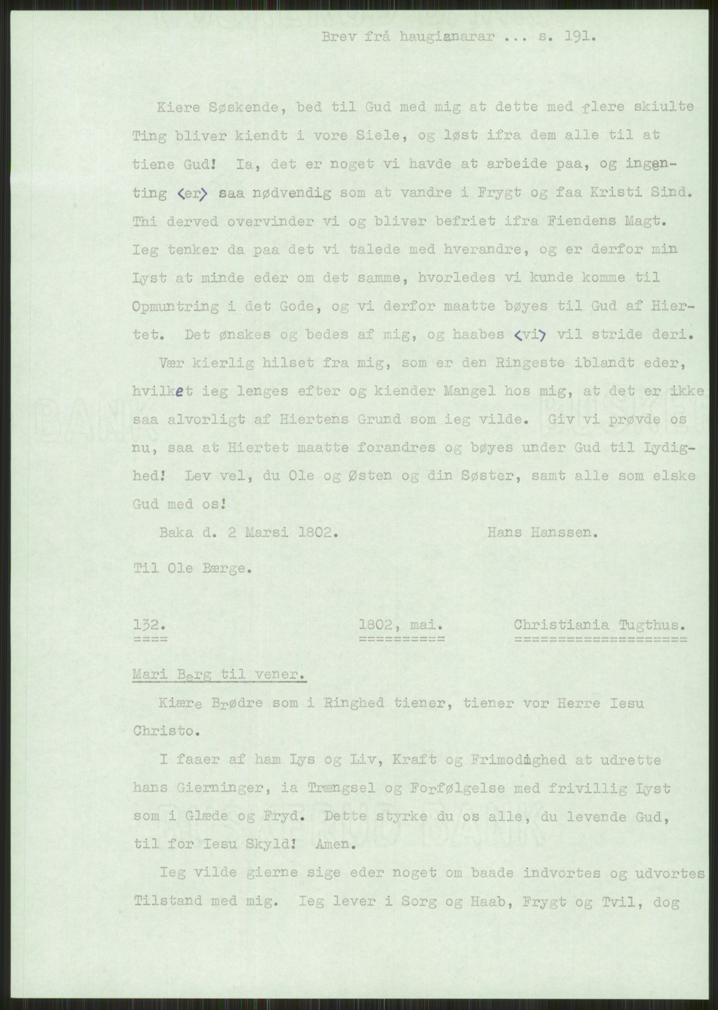 Samlinger til kildeutgivelse, Haugianerbrev, AV/RA-EA-6834/F/L0001: Haugianerbrev I: 1760-1804, 1760-1804, p. 191