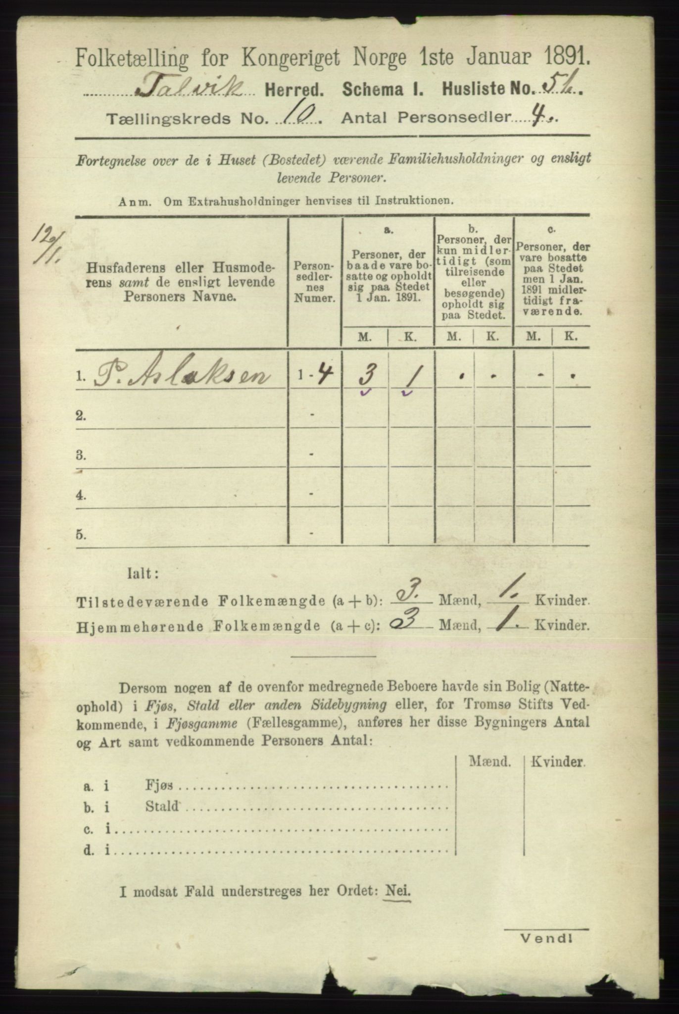 RA, 1891 census for 2013 Talvik, 1891, p. 2333