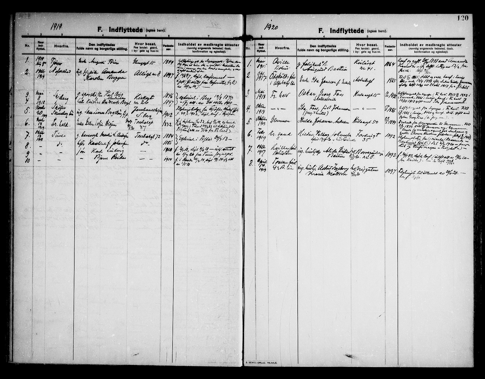 Sarpsborg prestekontor Kirkebøker, AV/SAO-A-2006/F/Fa/L0007: Parish register (official) no. 7, 1910-1918, p. 120