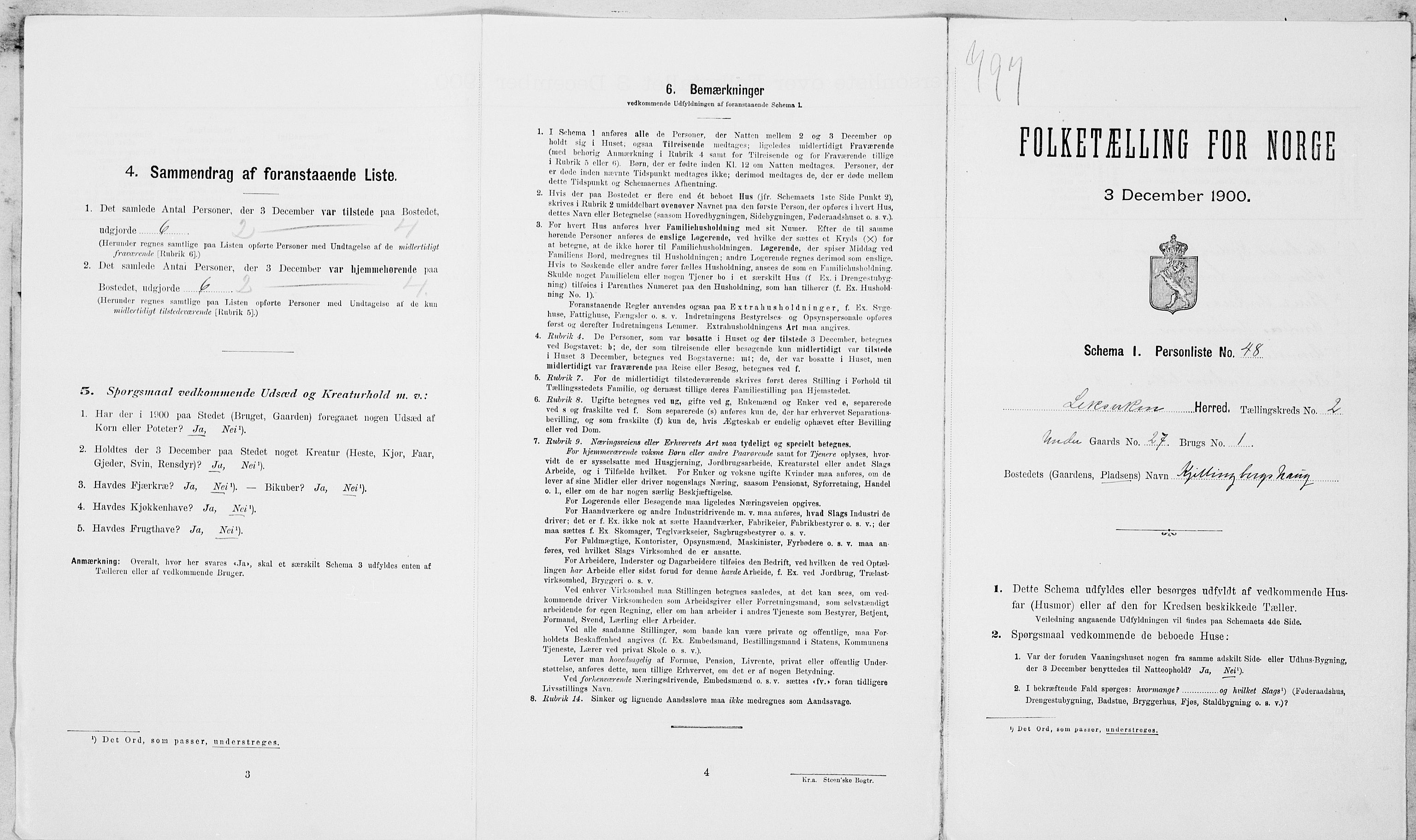 SAT, 1900 census for Leksvik, 1900, p. 254