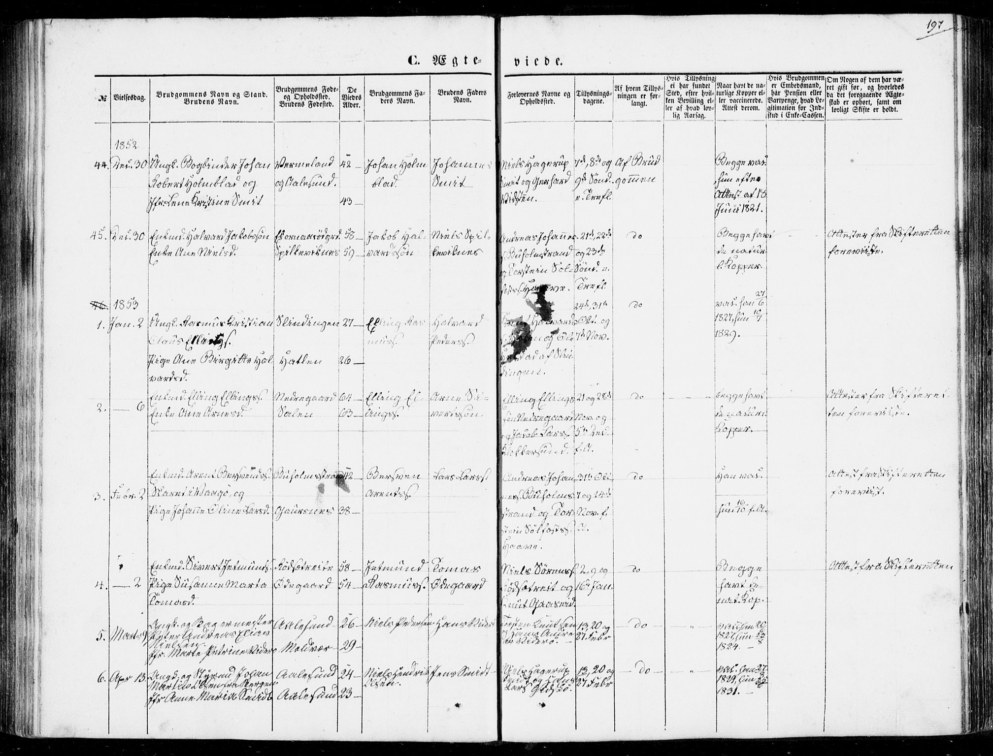 Ministerialprotokoller, klokkerbøker og fødselsregistre - Møre og Romsdal, AV/SAT-A-1454/528/L0397: Parish register (official) no. 528A08, 1848-1858, p. 197