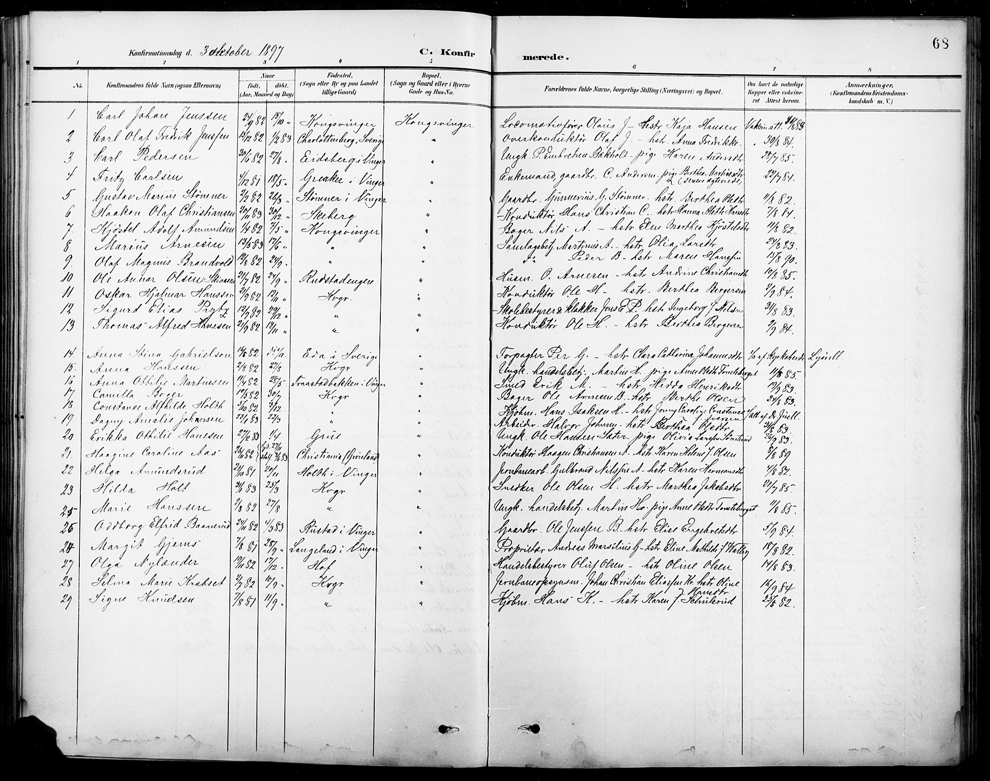 Vinger prestekontor, SAH/PREST-024/H/Ha/Hab/L0005: Parish register (copy) no. 5, 1895-1920, p. 68