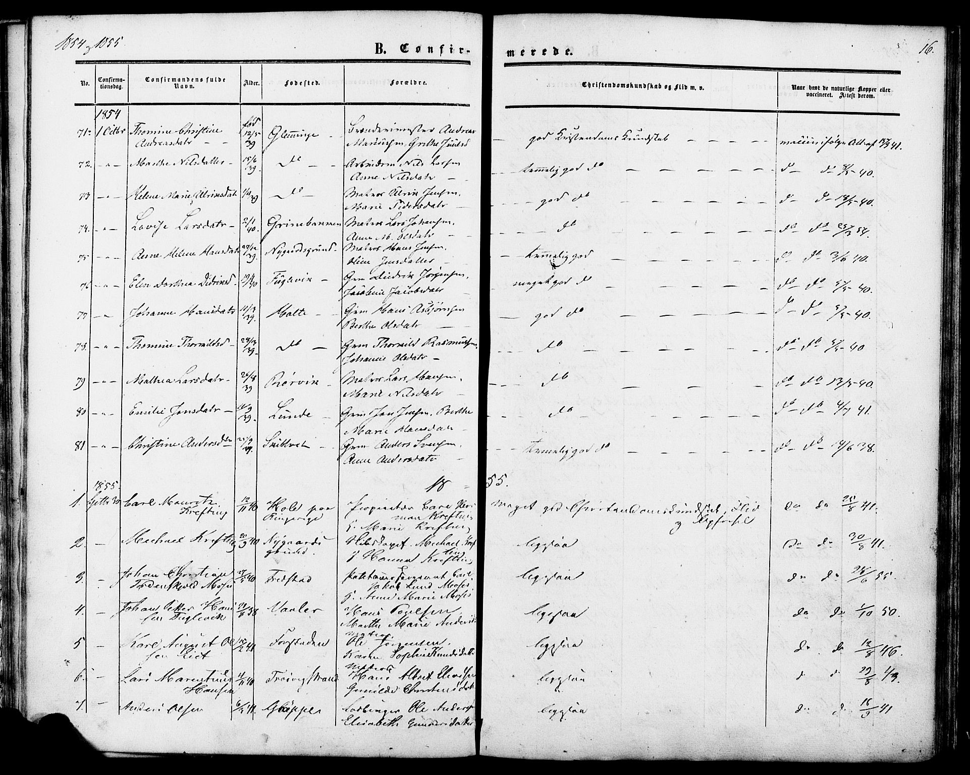 Glemmen prestekontor Kirkebøker, SAO/A-10908/F/Fa/L0006: Parish register (official) no. 6, 1849-1865, p. 16