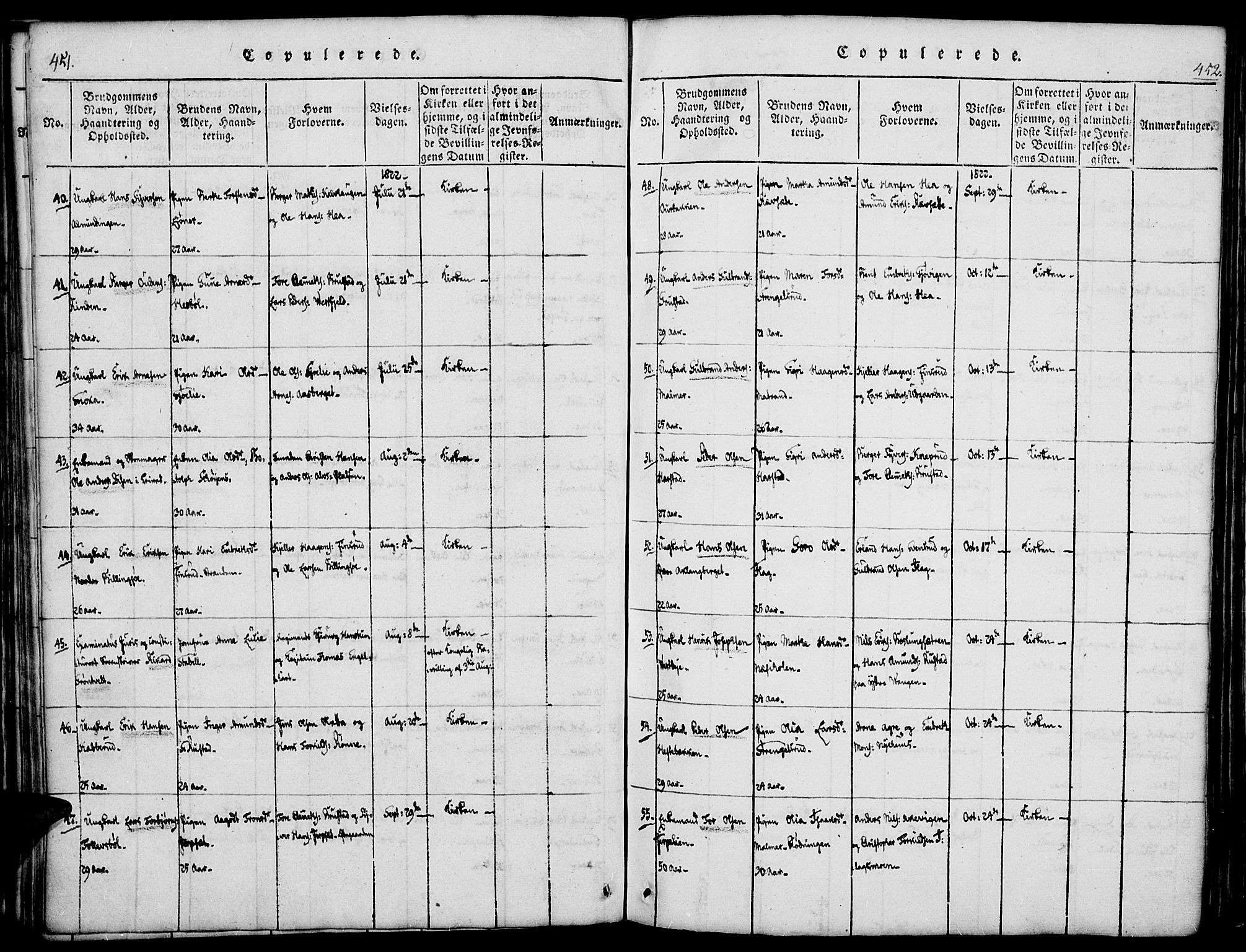 Vinger prestekontor, SAH/PREST-024/H/Ha/Haa/L0006: Parish register (official) no. 6, 1814-1825, p. 451-452