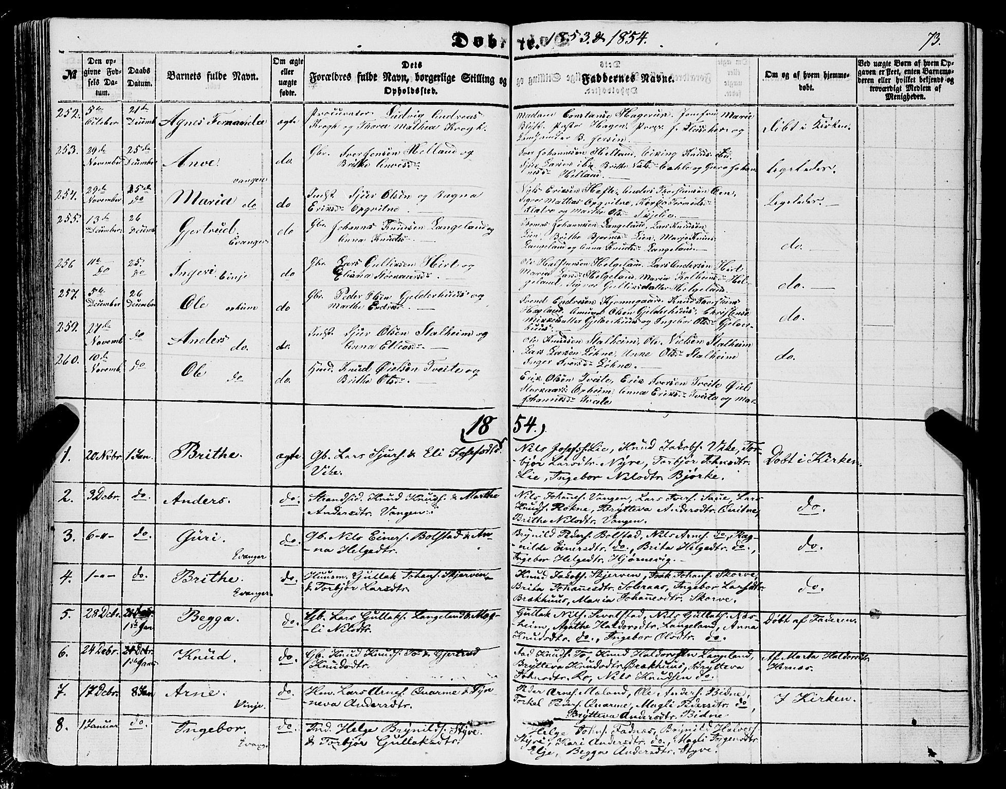 Voss sokneprestembete, SAB/A-79001/H/Haa: Parish register (official) no. A 16, 1849-1863, p. 73