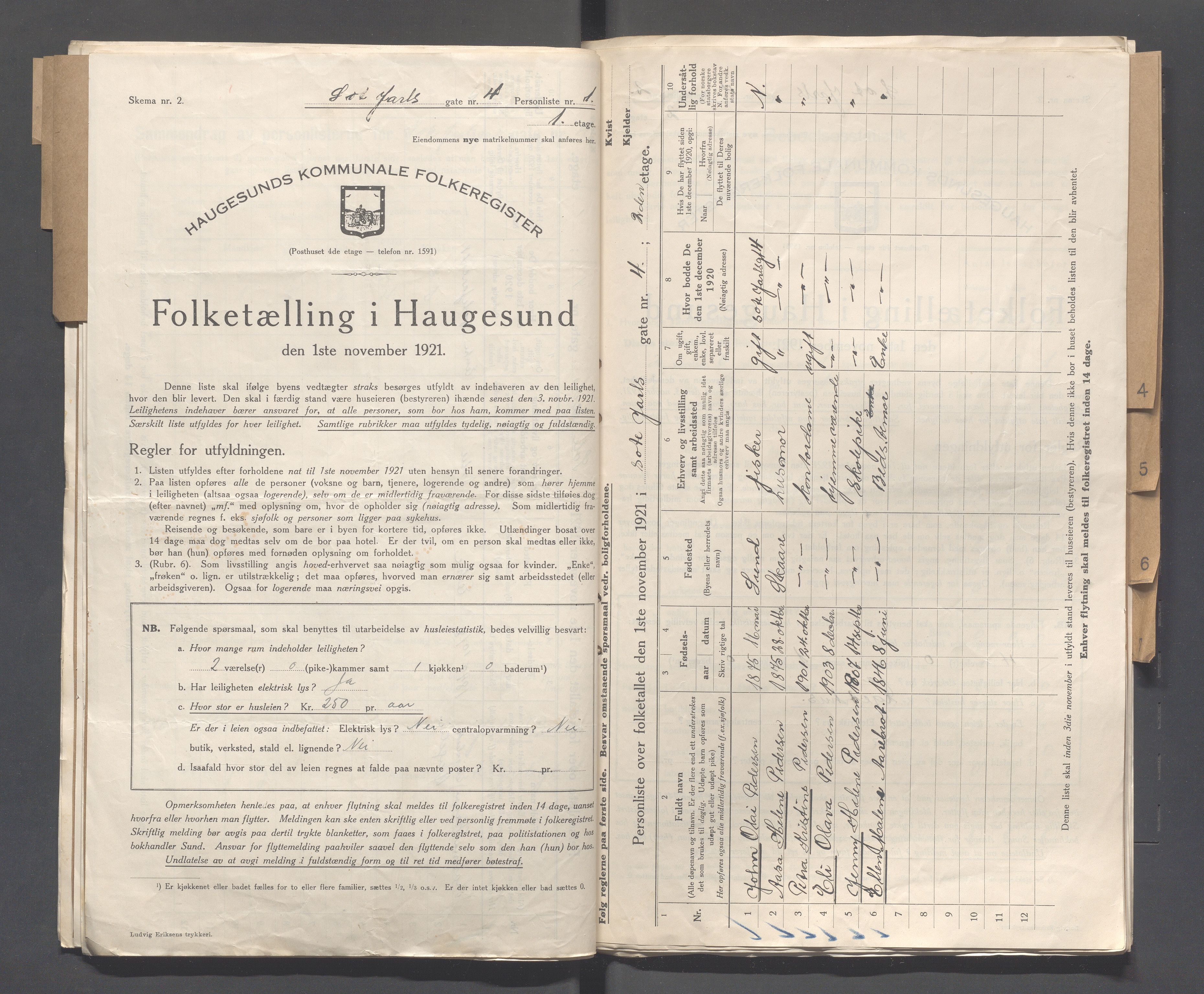 IKAR, Local census 1.11.1921 for Haugesund, 1921, p. 4287