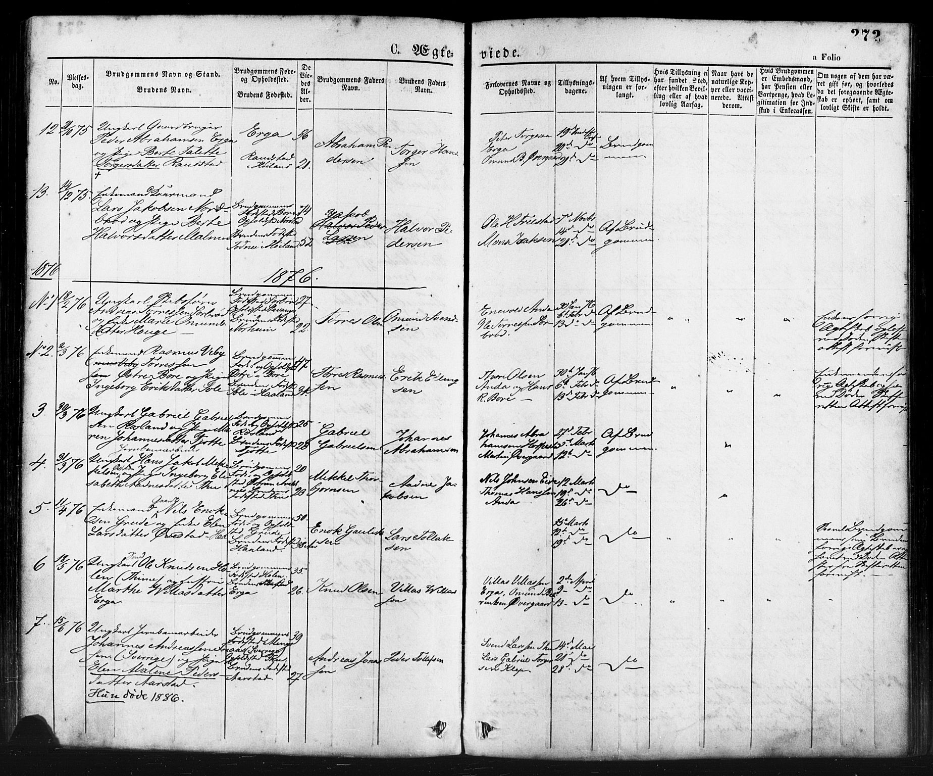 Klepp sokneprestkontor, AV/SAST-A-101803/001/3/30BA/L0006: Parish register (official) no. A 6, 1871-1885, p. 272