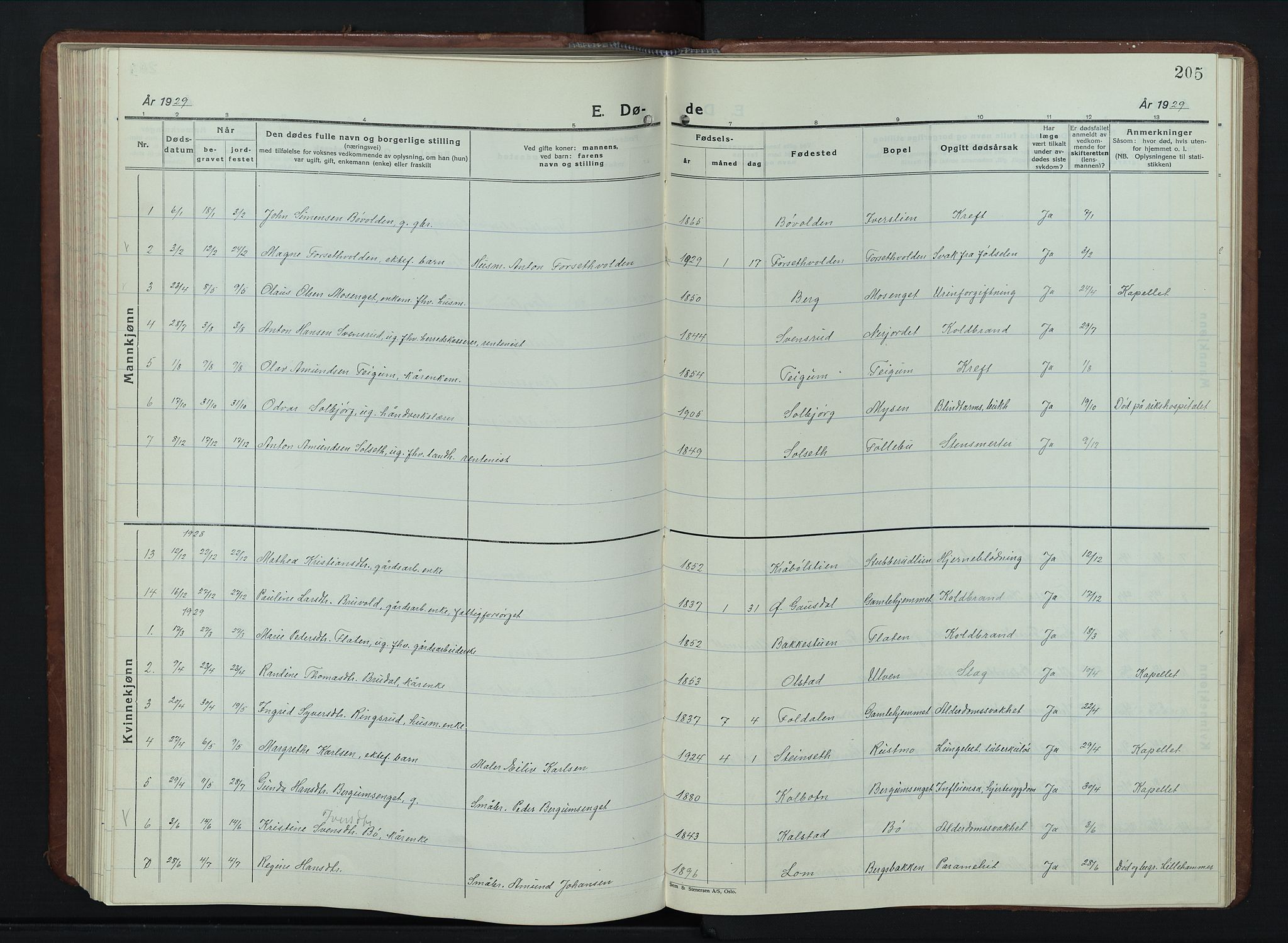 Vestre Gausdal prestekontor, AV/SAH-PREST-094/H/Ha/Hab/L0005: Parish register (copy) no. 5, 1926-1955, p. 205