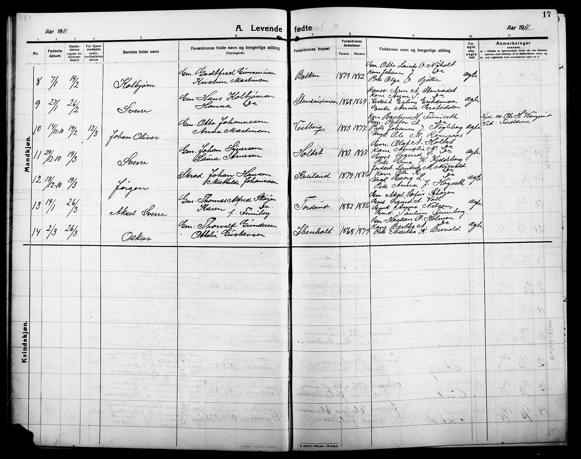 Grue prestekontor, AV/SAH-PREST-036/H/Ha/Hab/L0007: Parish register (copy) no. 7, 1910-1920, p. 17