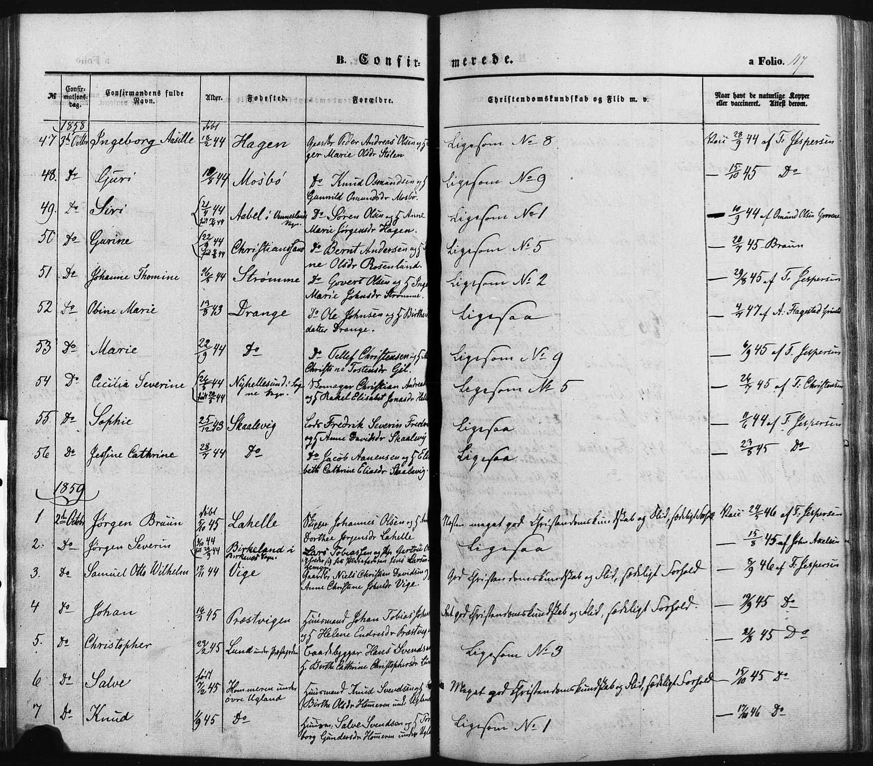 Oddernes sokneprestkontor, SAK/1111-0033/F/Fa/Faa/L0007: Parish register (official) no. A 7, 1851-1863, p. 117