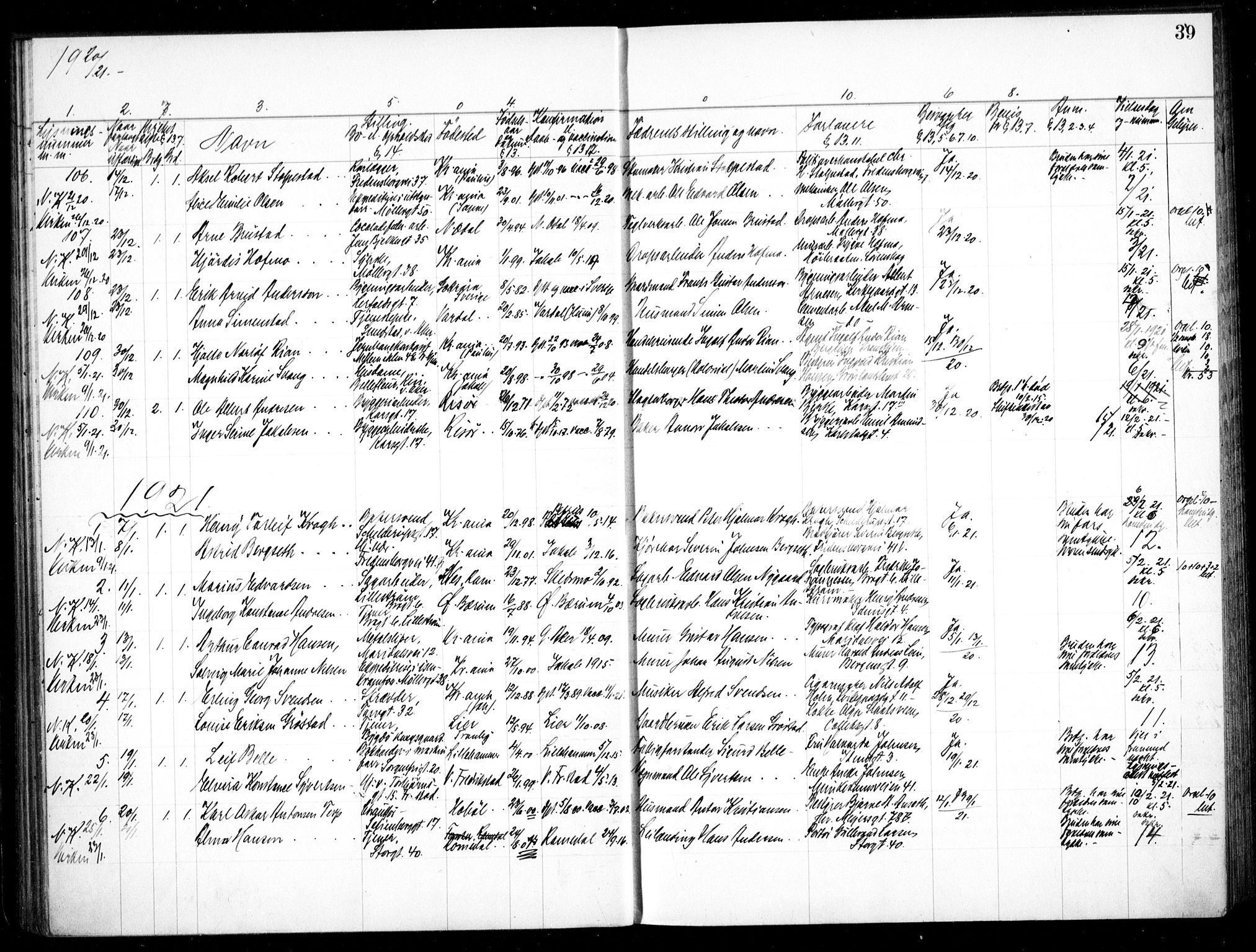 Jakob prestekontor Kirkebøker, SAO/A-10850/H/Ha/L0001: Banns register no. 1, 1917-1938, p. 39
