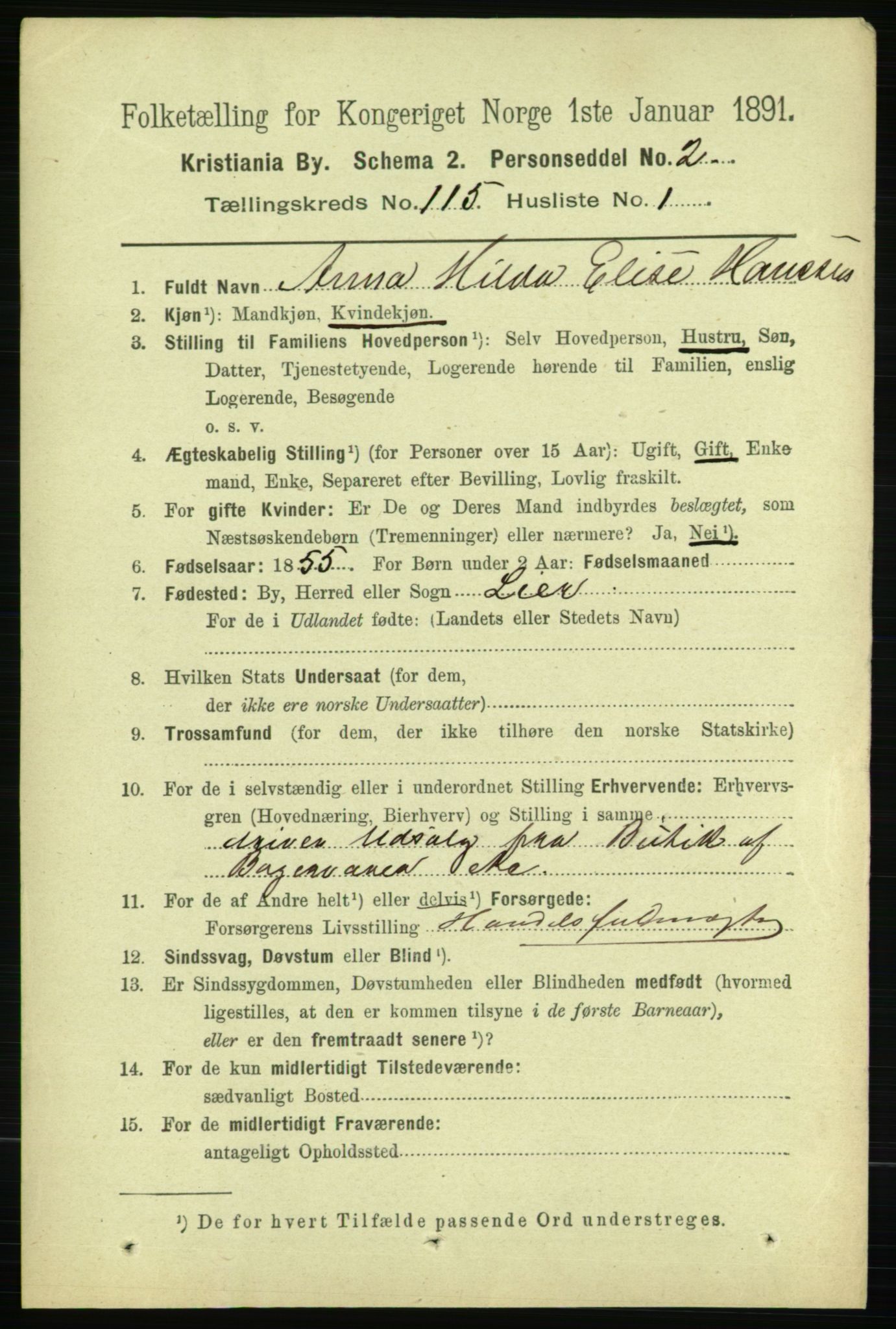 RA, 1891 census for 0301 Kristiania, 1891, p. 61612