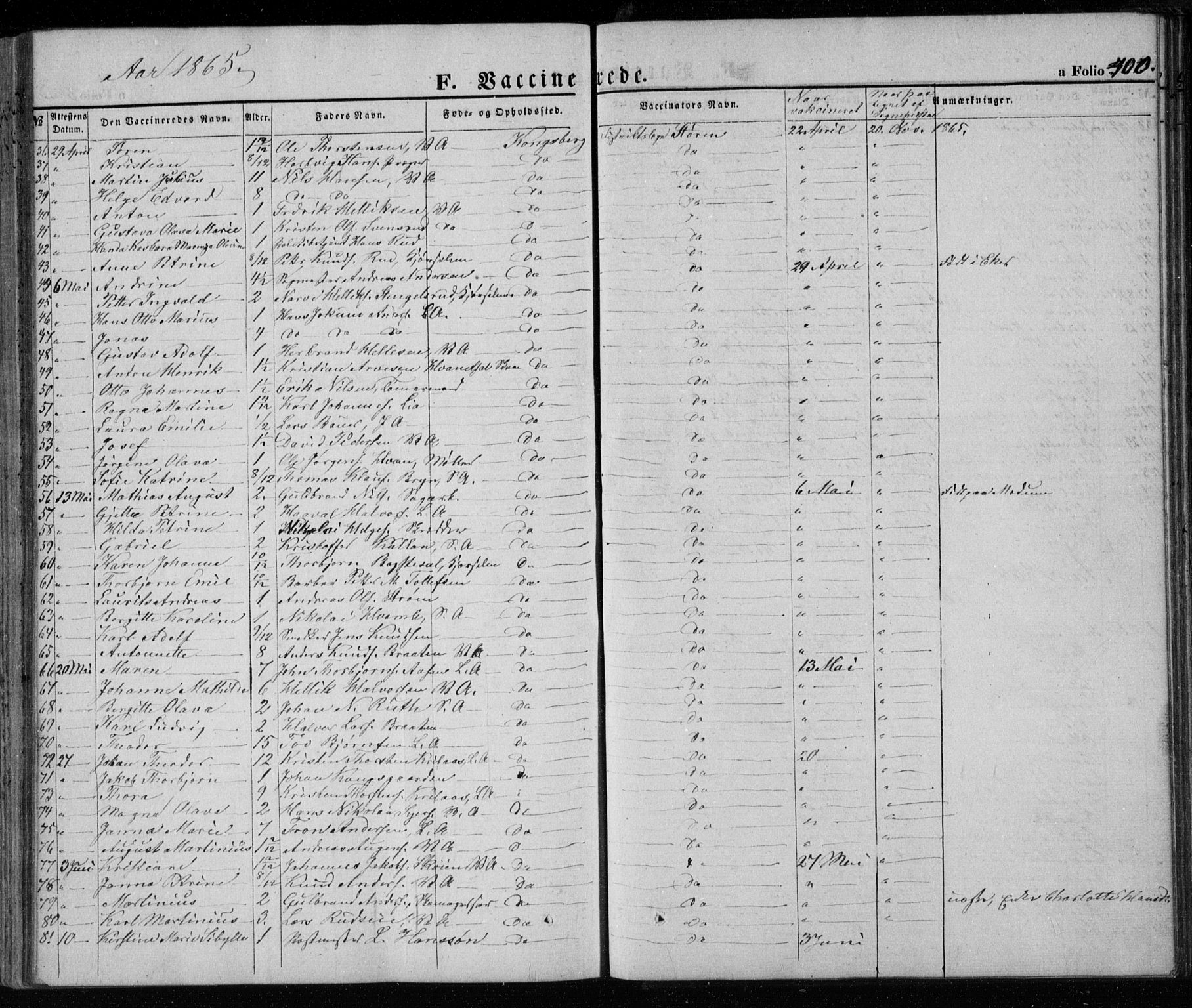 Kongsberg kirkebøker, SAKO/A-22/G/Ga/L0003: Parish register (copy) no. 3, 1859-1875, p. 400